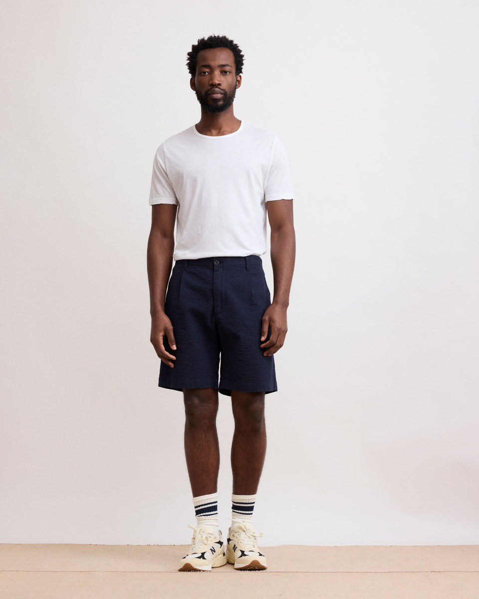 Tank Men's Deep Blue Seersucker Shorts - Image alternative