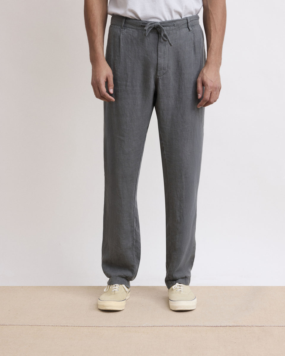 Pantalon Homme en Lin Vert Eucalyptus Tanker - Image alternative