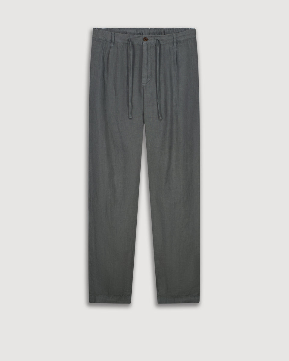 Pantalon Homme en Lin Vert Eucalyptus Tanker - Image 3