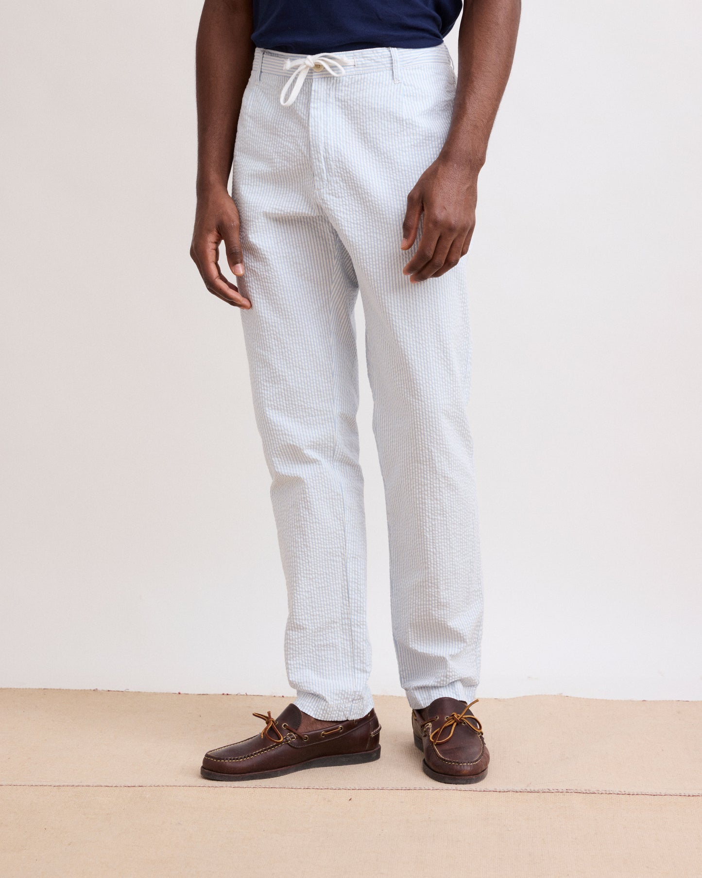 Pantalon Homme en Seersucker Bleu Ciel Tanker