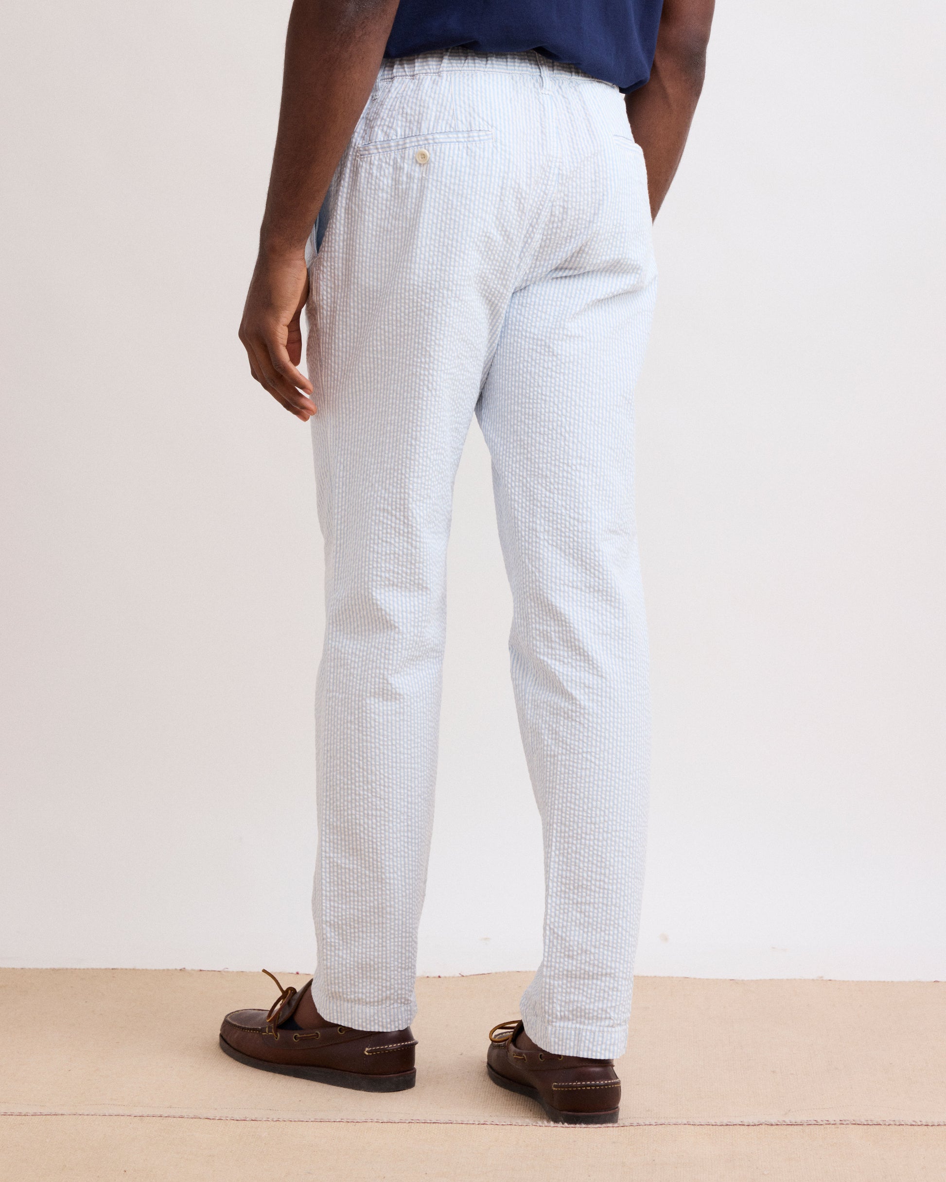 Pantalon Homme en Seersucker Bleu Ciel Tanker