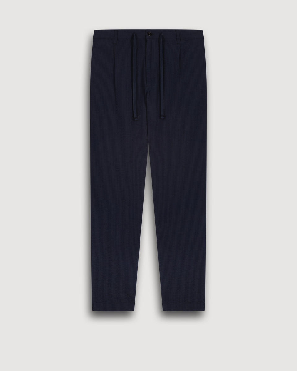 Pantalon Homme en Seersucker Bleu Marine Tanker - Image 3