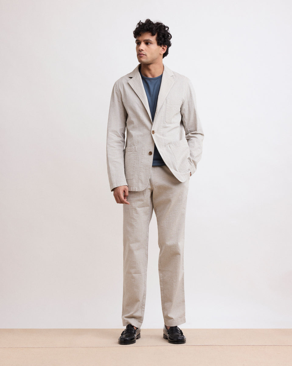 Pantalon Homme en Seersucker Beige Tanker - Image principale