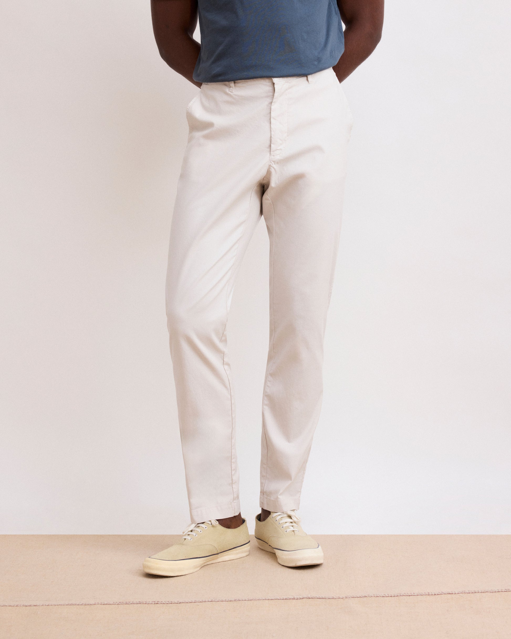 Pantalon Homme en Piqué Stretch Ecru Tyron