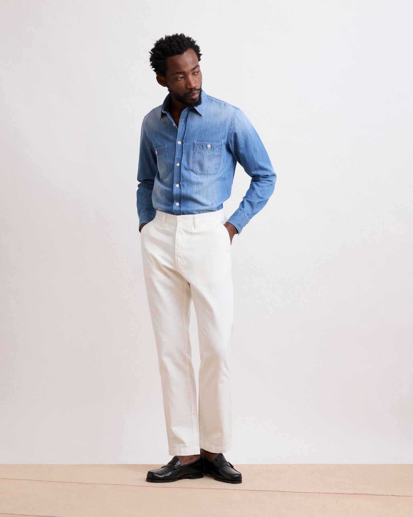 Pantalon Homme en Coton et Lin Blanc Tyron