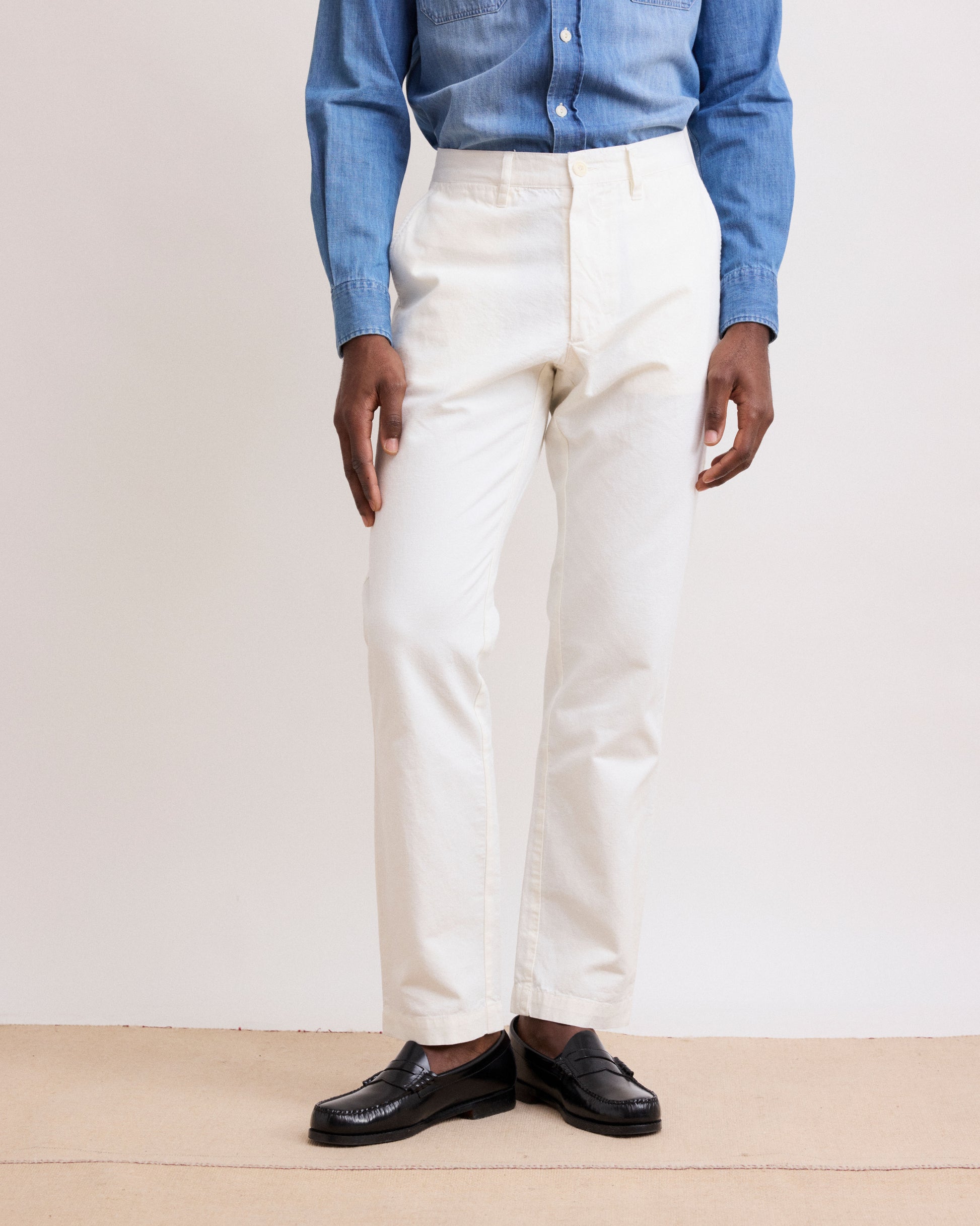 Pantalon Homme en Coton et Lin Blanc Tyron