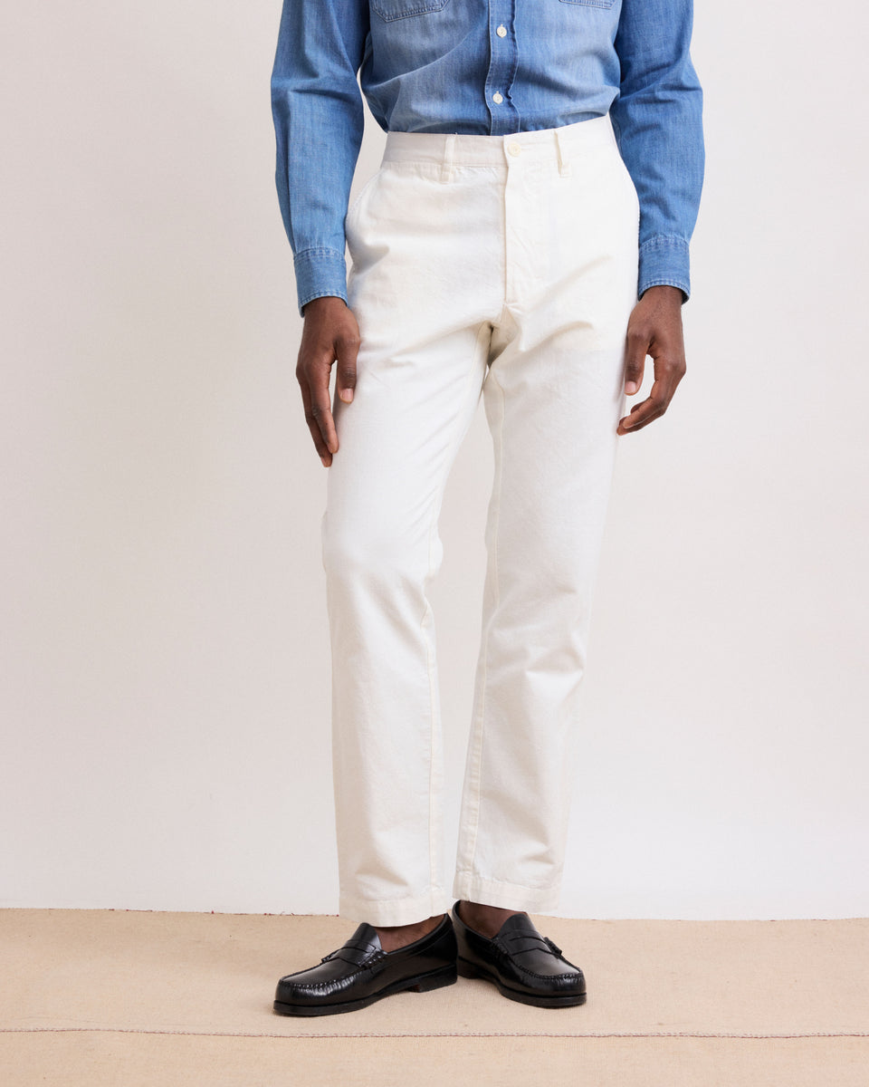 Tyron Men's White Cotton and Linen Pants - Image alternative