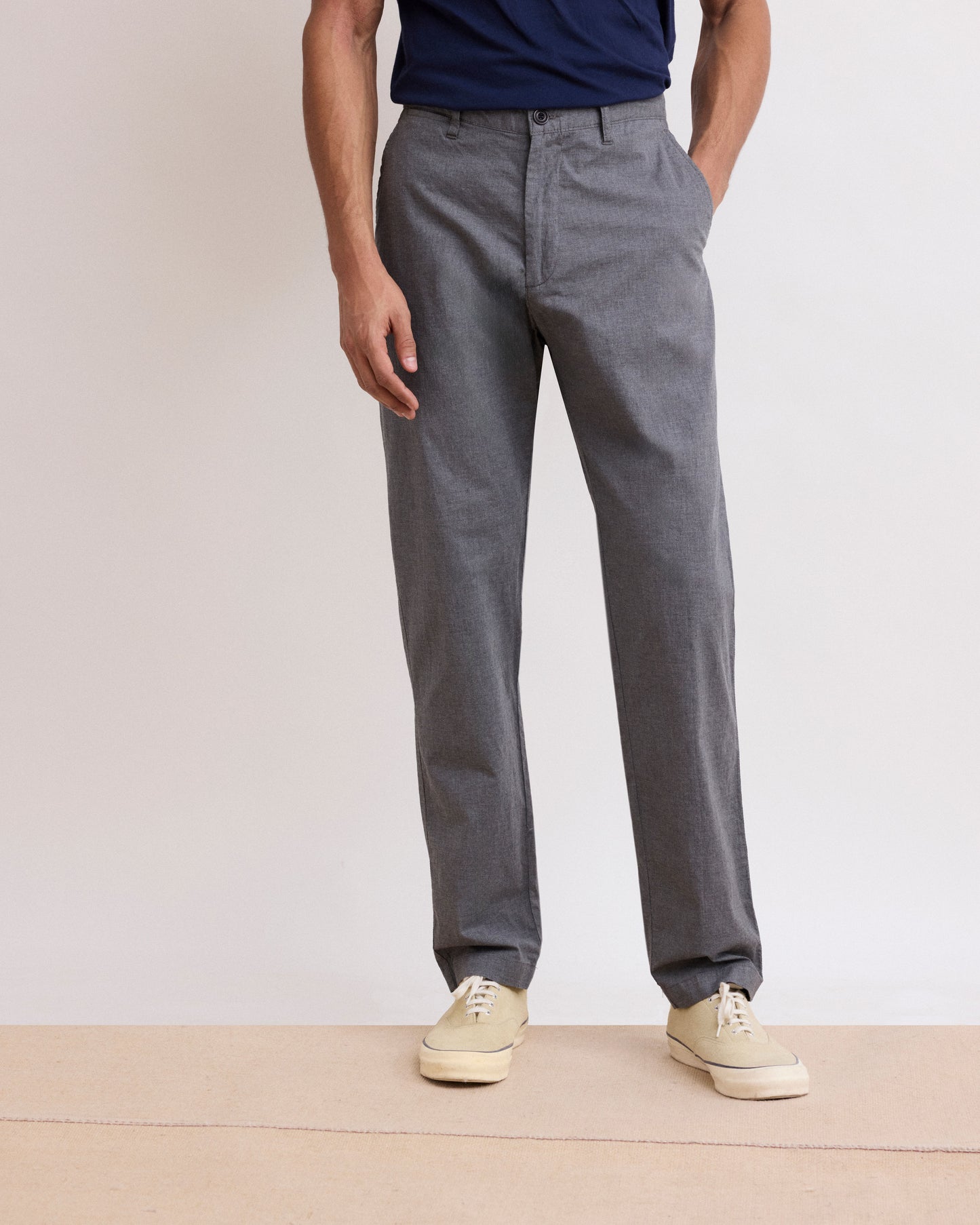 Pantalon Homme en Coton Fresco Gris Chiné Tyron