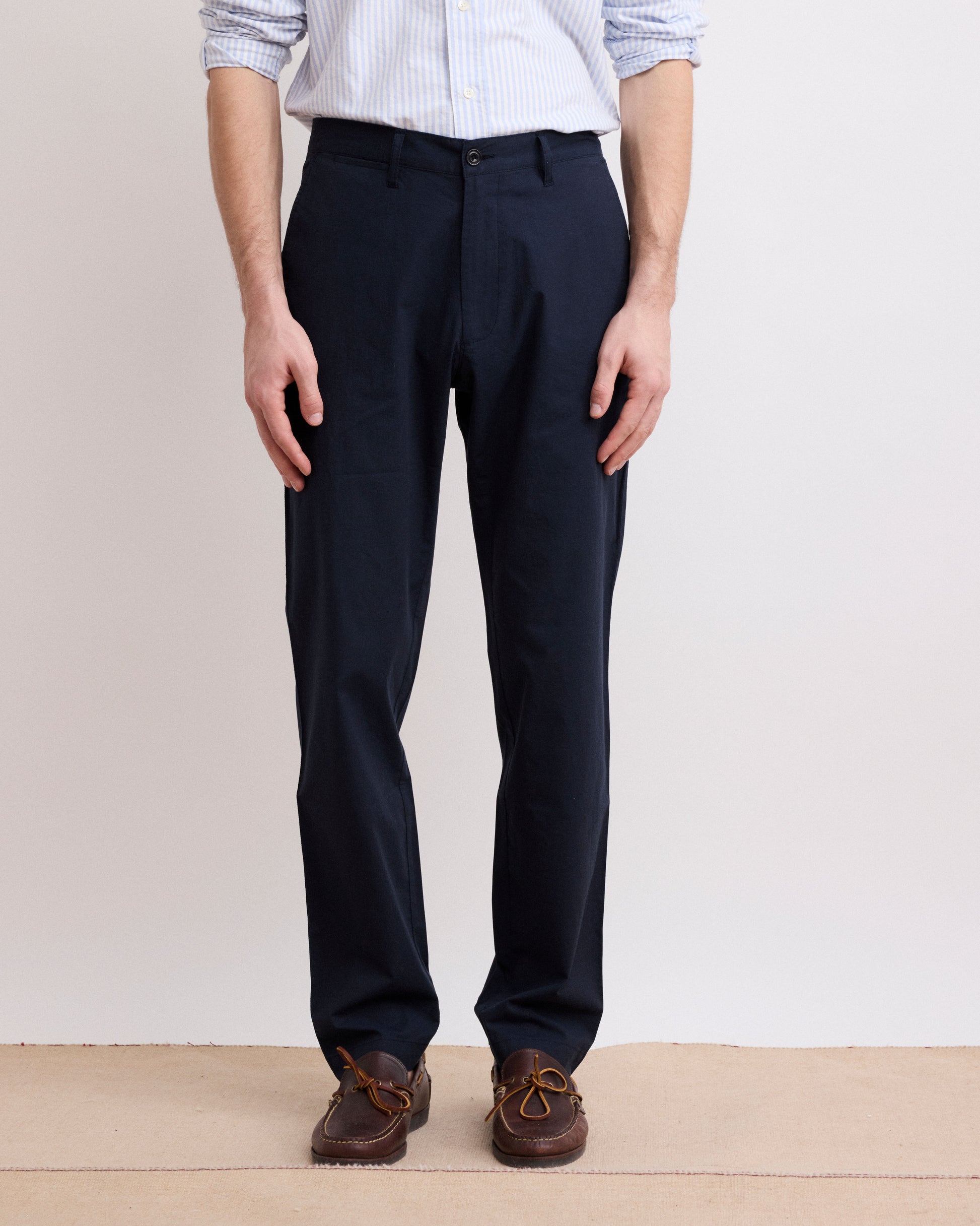 Pantalon Homme en Coton Fresco Bleu Marine Tyron