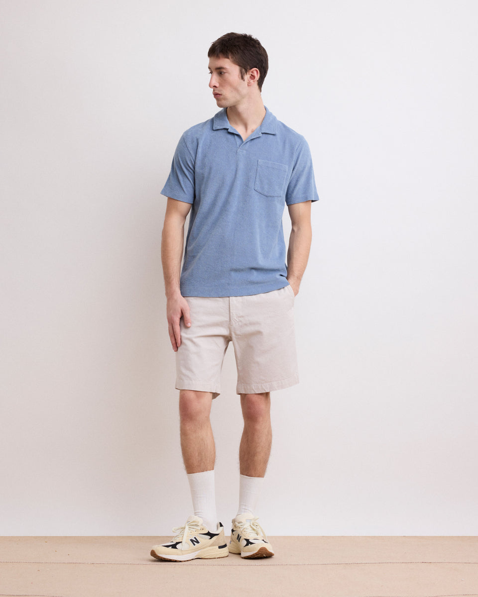 Byron Men's Beige Cotton and Linen Shorts - Image principale