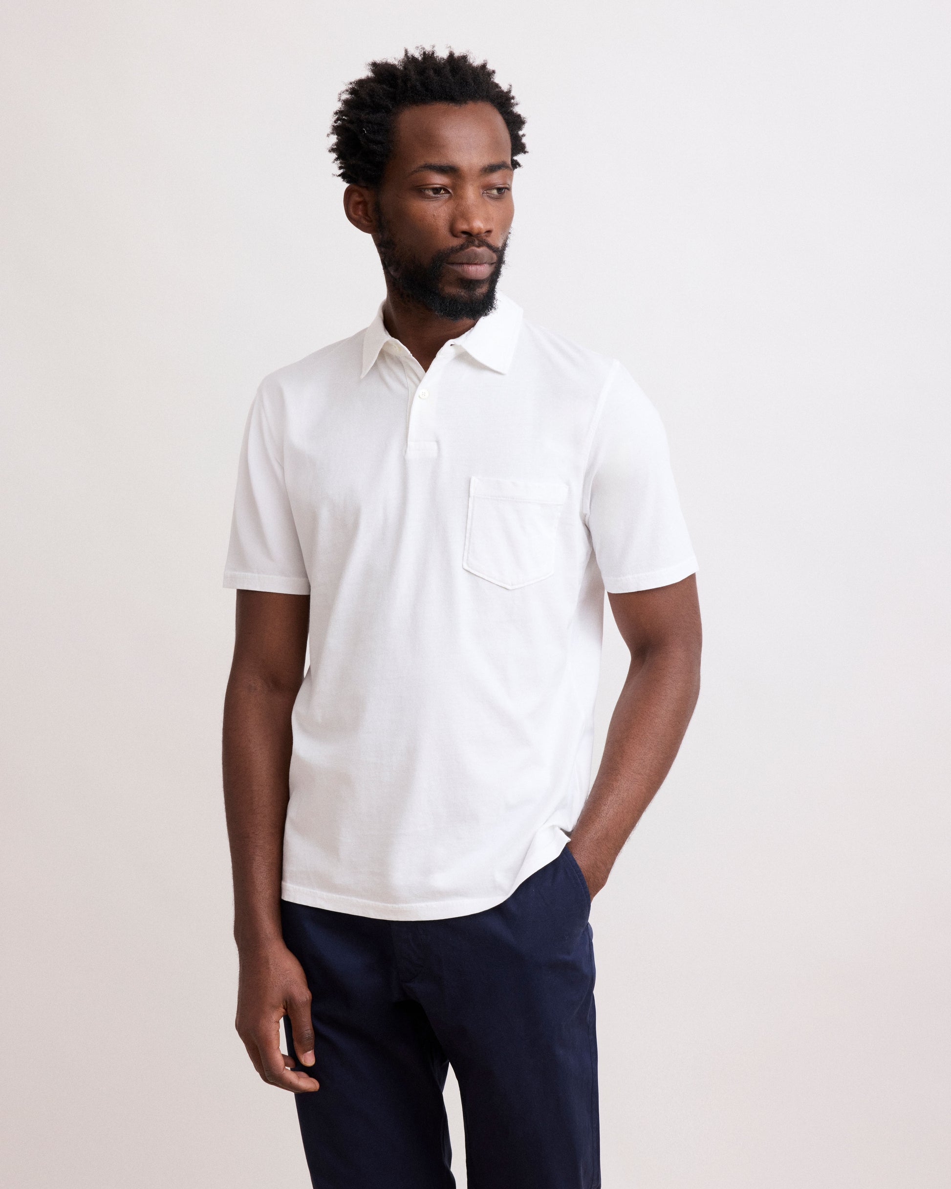 Polo Homme en Jersey de Coton Blanc