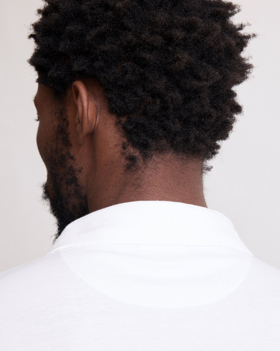 Men's White Cotton Jersey Polo - Image 3