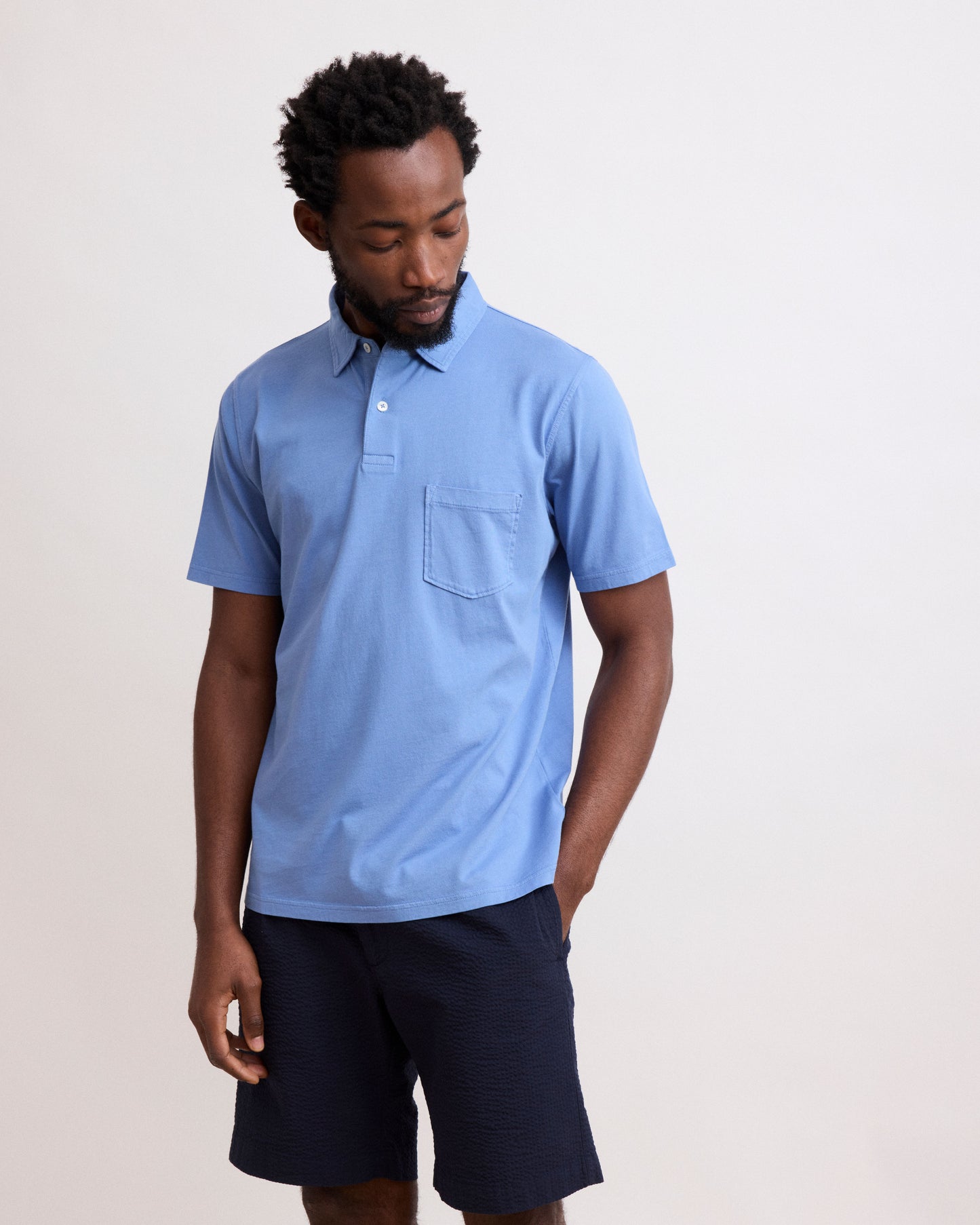 Polo Homme en Jersey de Coton Chambray