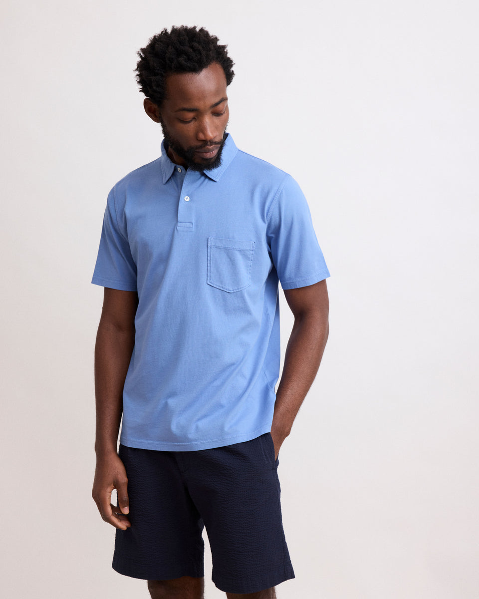 Polo Homme en Jersey de Coton Chambray - Image principale