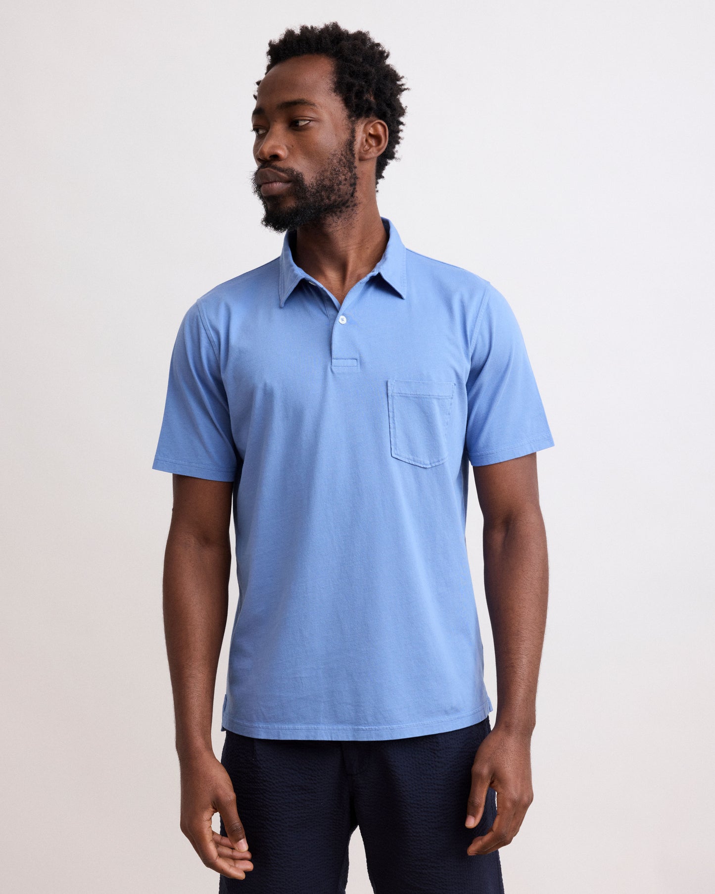 Polo Homme en Jersey de Coton Chambray