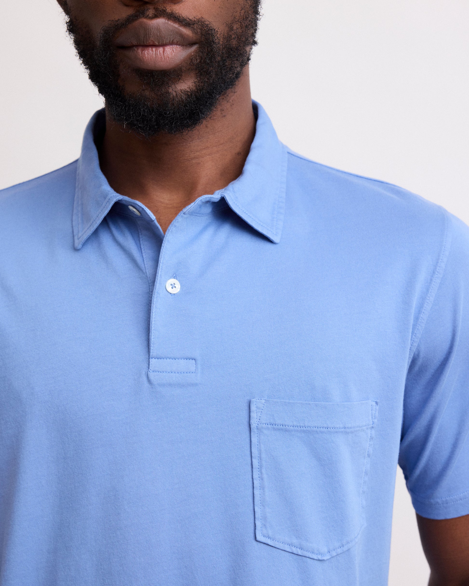 Polo Homme en Jersey de Coton Chambray