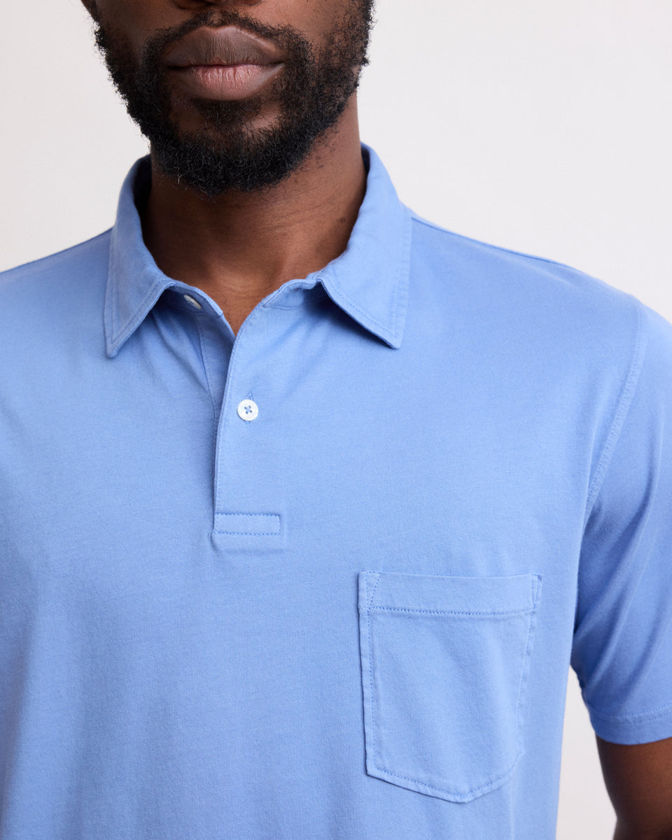 Men's Chambray Cotton Jersey Polo - Image 3