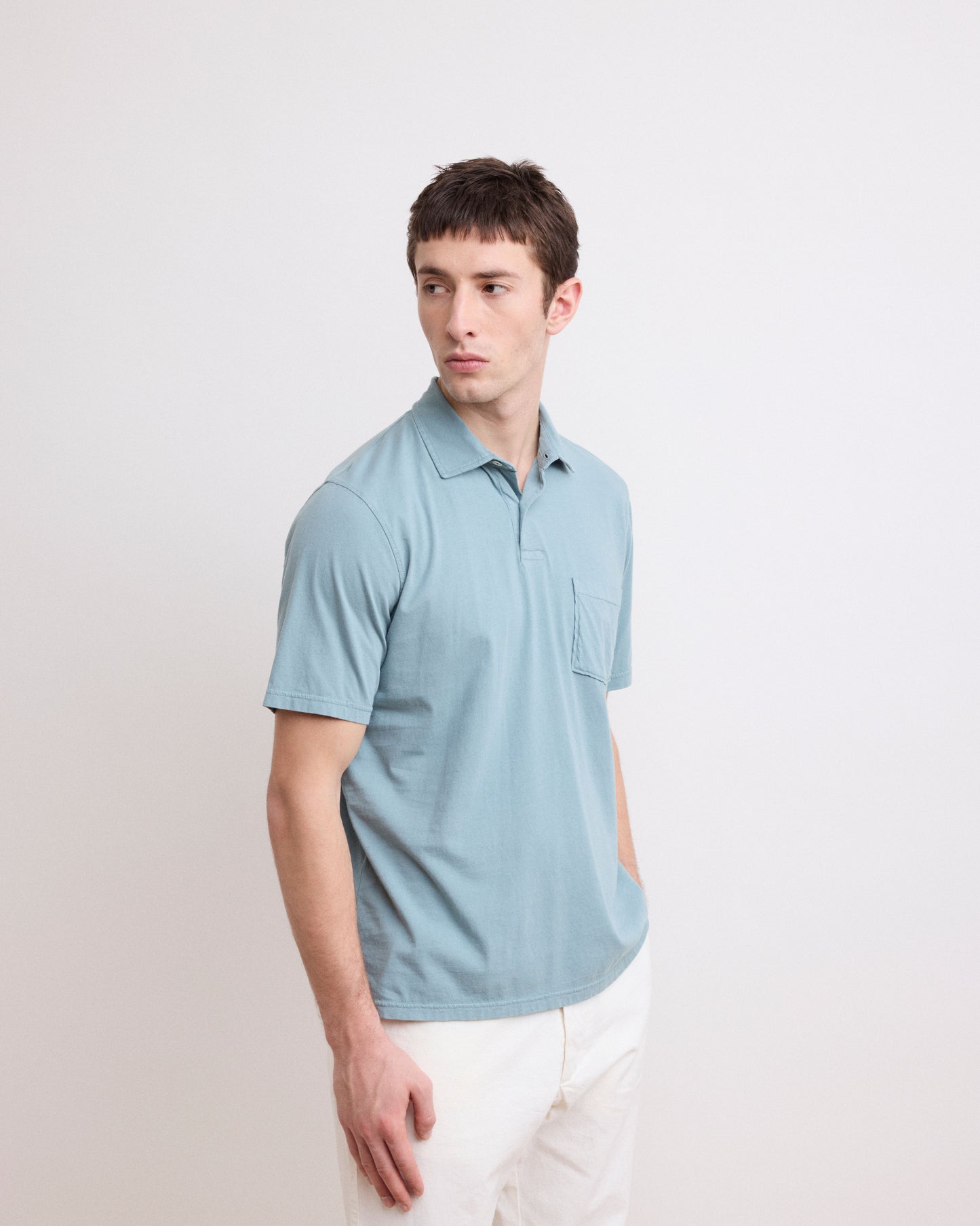 Polo Homme en Jersey de Coton Vert Celadon