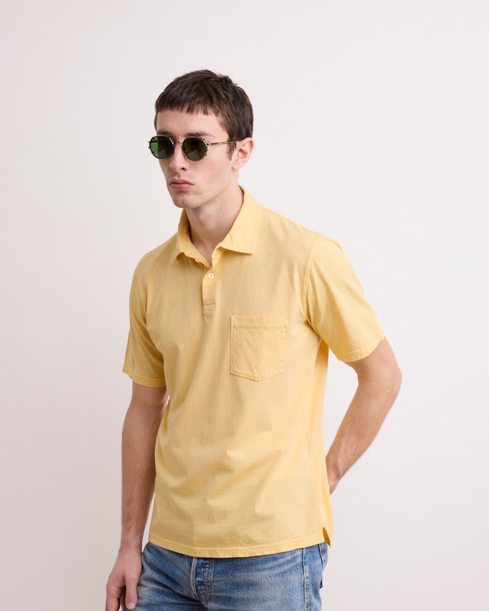 Men's Yellow Cotton Jersey Polo - Image principale