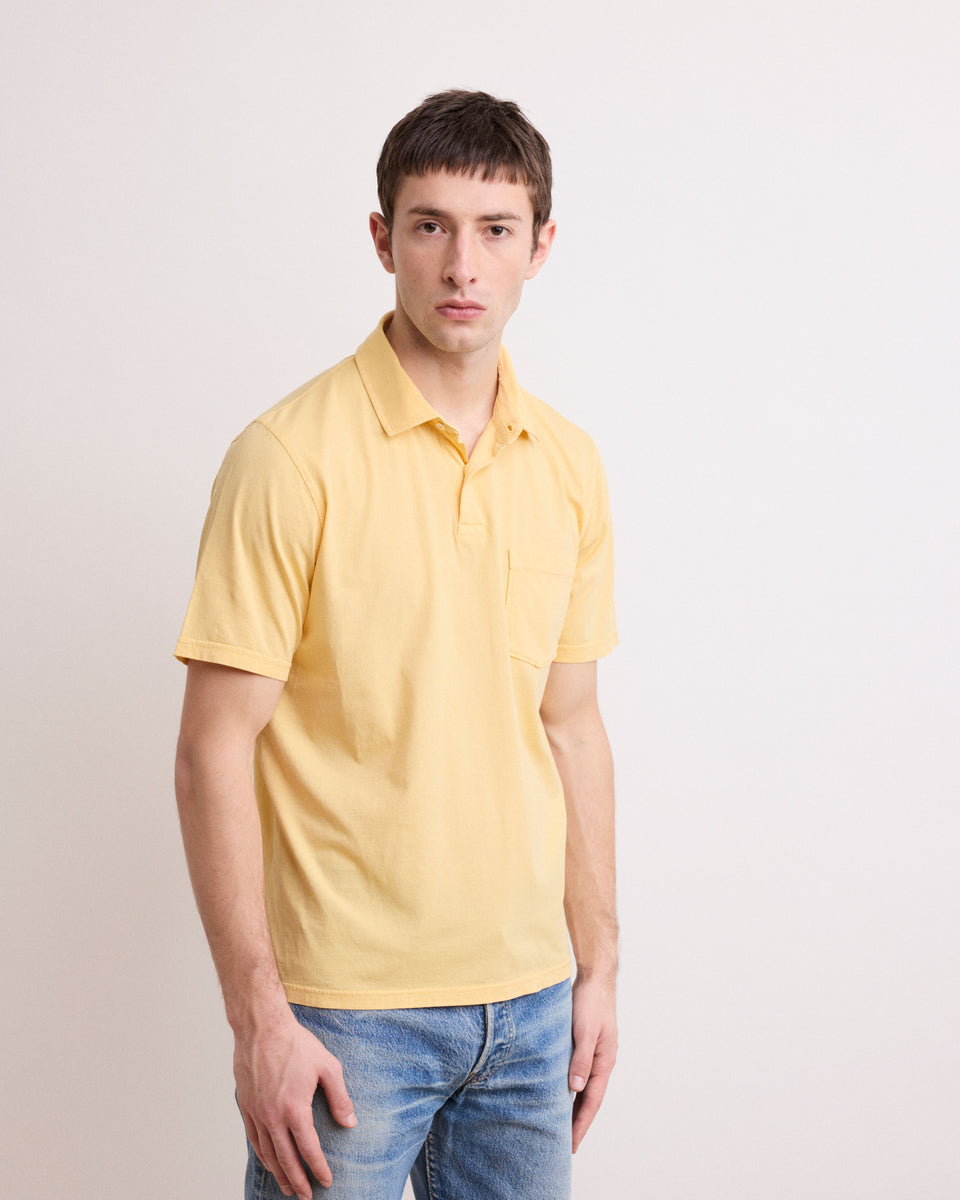 Men's Yellow Cotton Jersey Polo - Image alternative