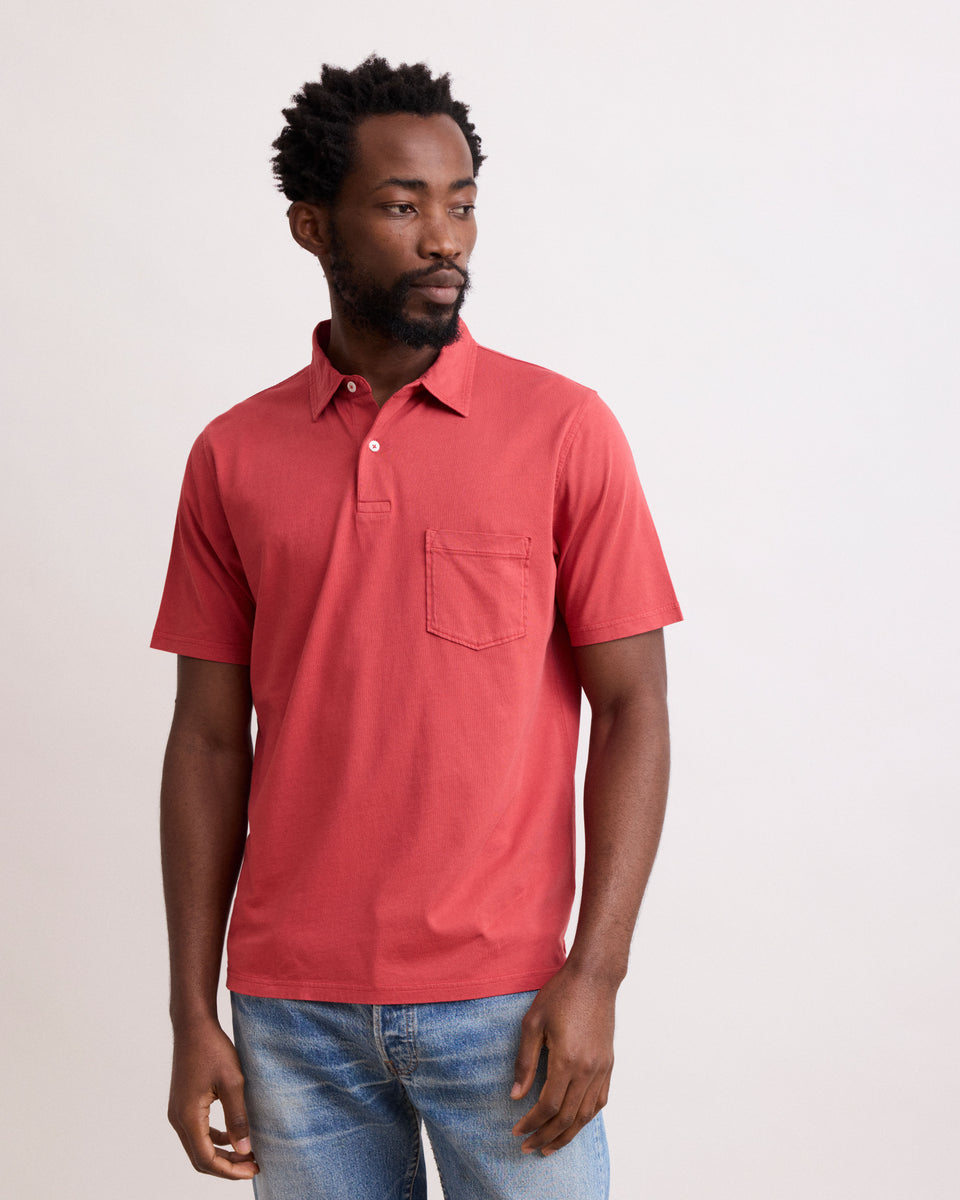 Polo Homme en Jersey de Coton Rouge - Image principale