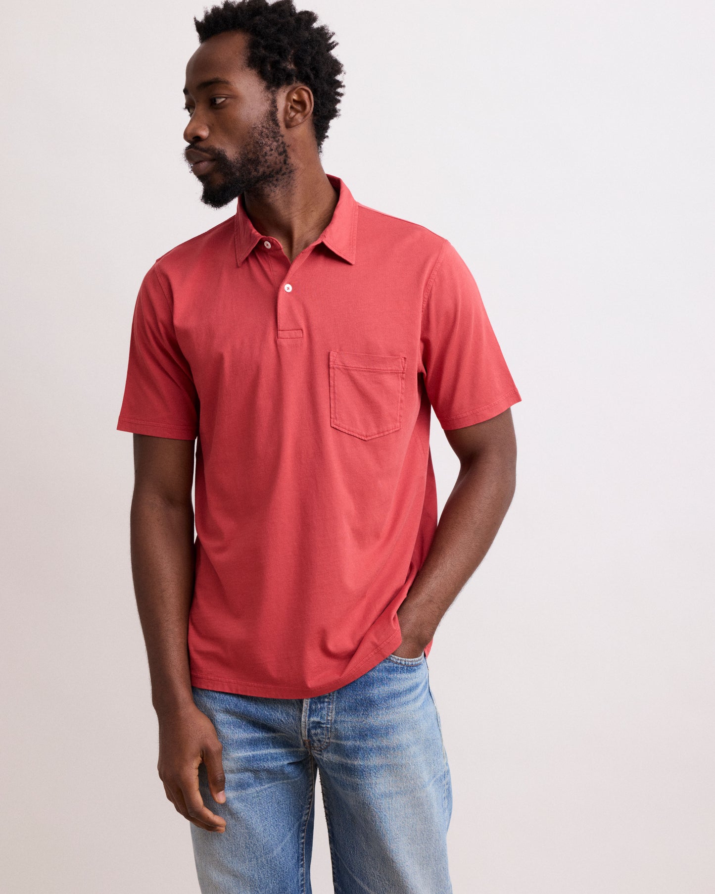 Polo Homme en Jersey de Coton Rouge