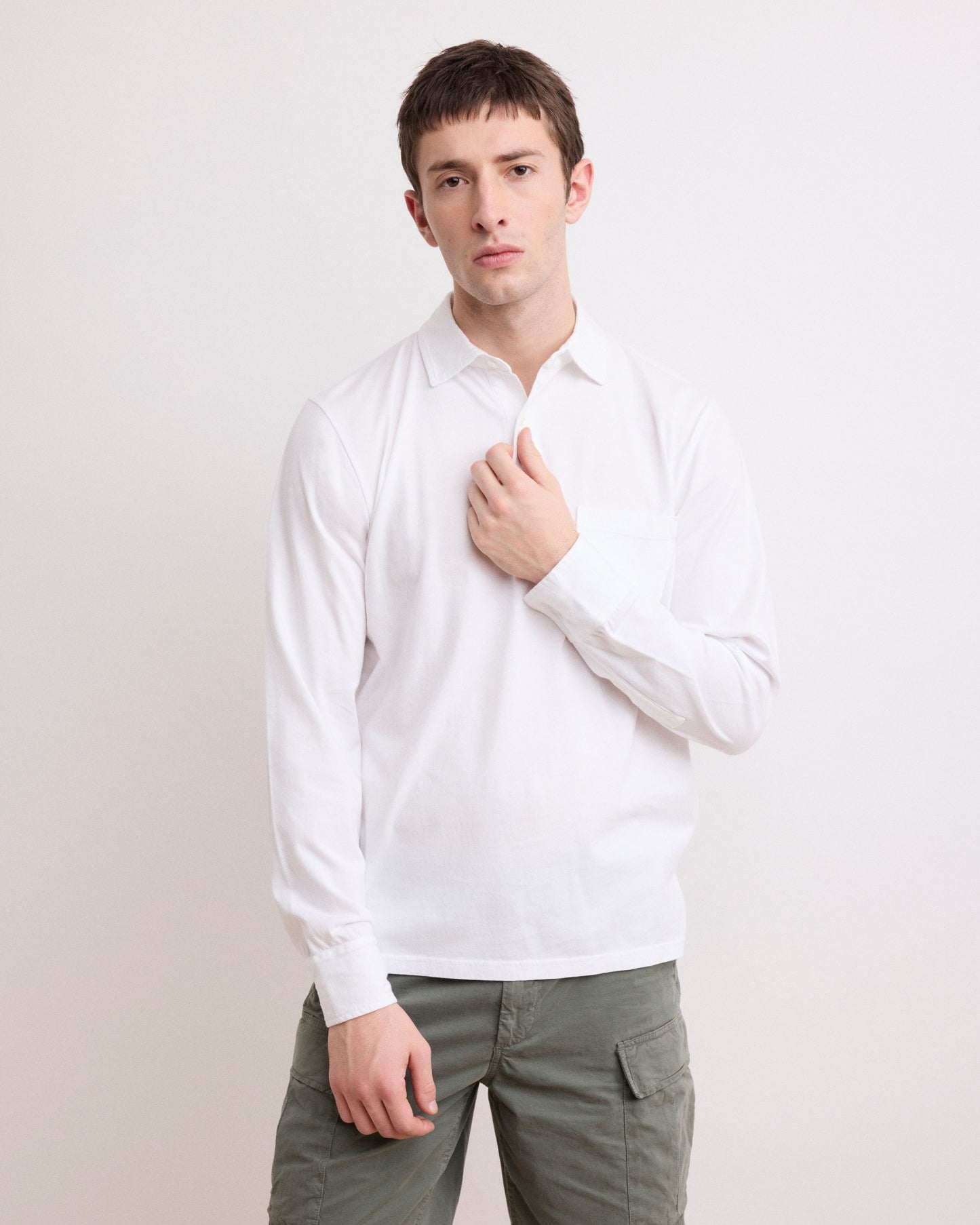 Polo Homme en Jersey de Coton Blanc