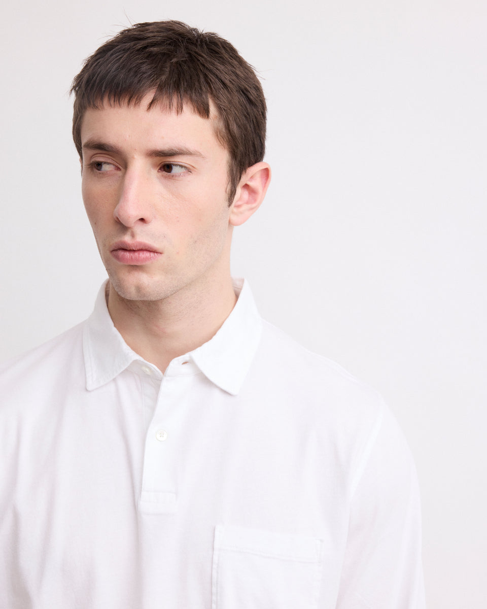 Men's White Cotton Jersey Polo - Image 3