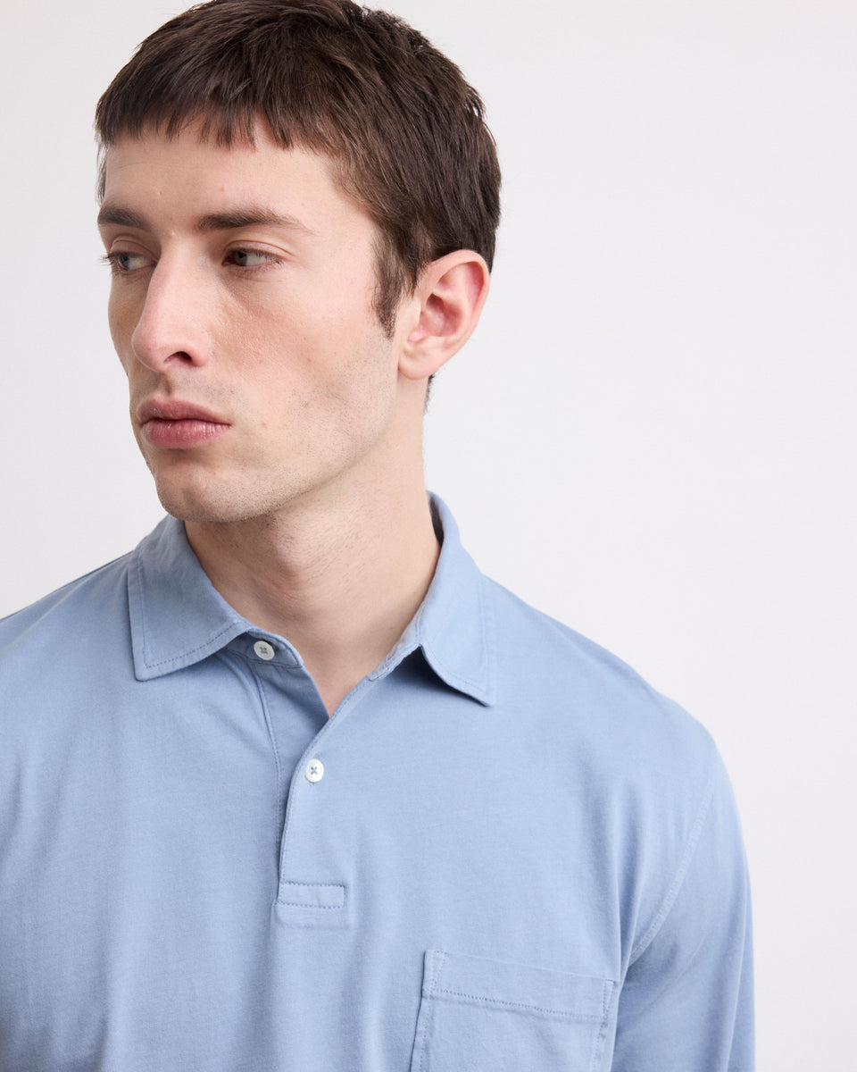 Men's Storm Blue Cotton Jersey Polo - Image alternative