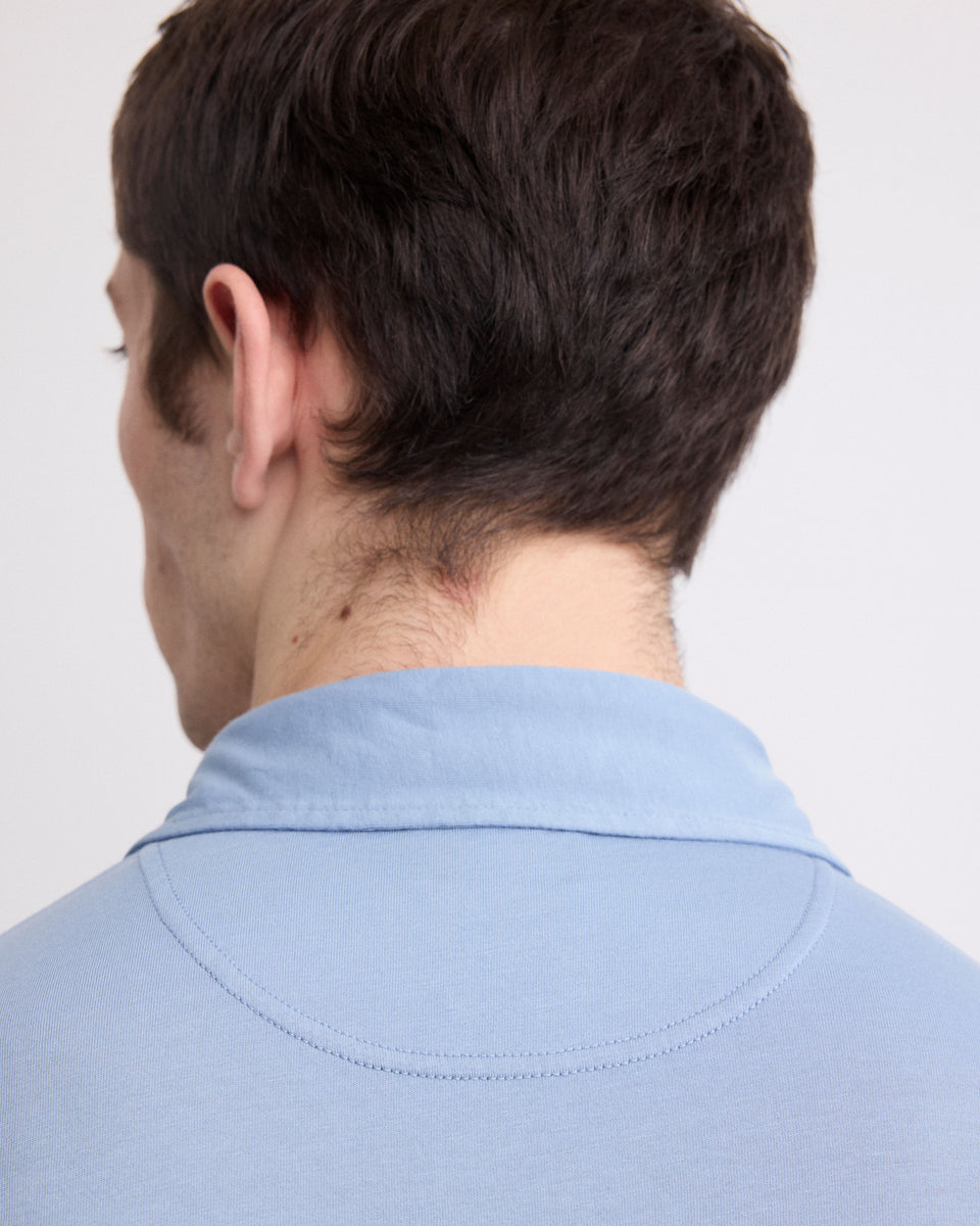 Men's Storm Blue Cotton Jersey Polo - Image 3