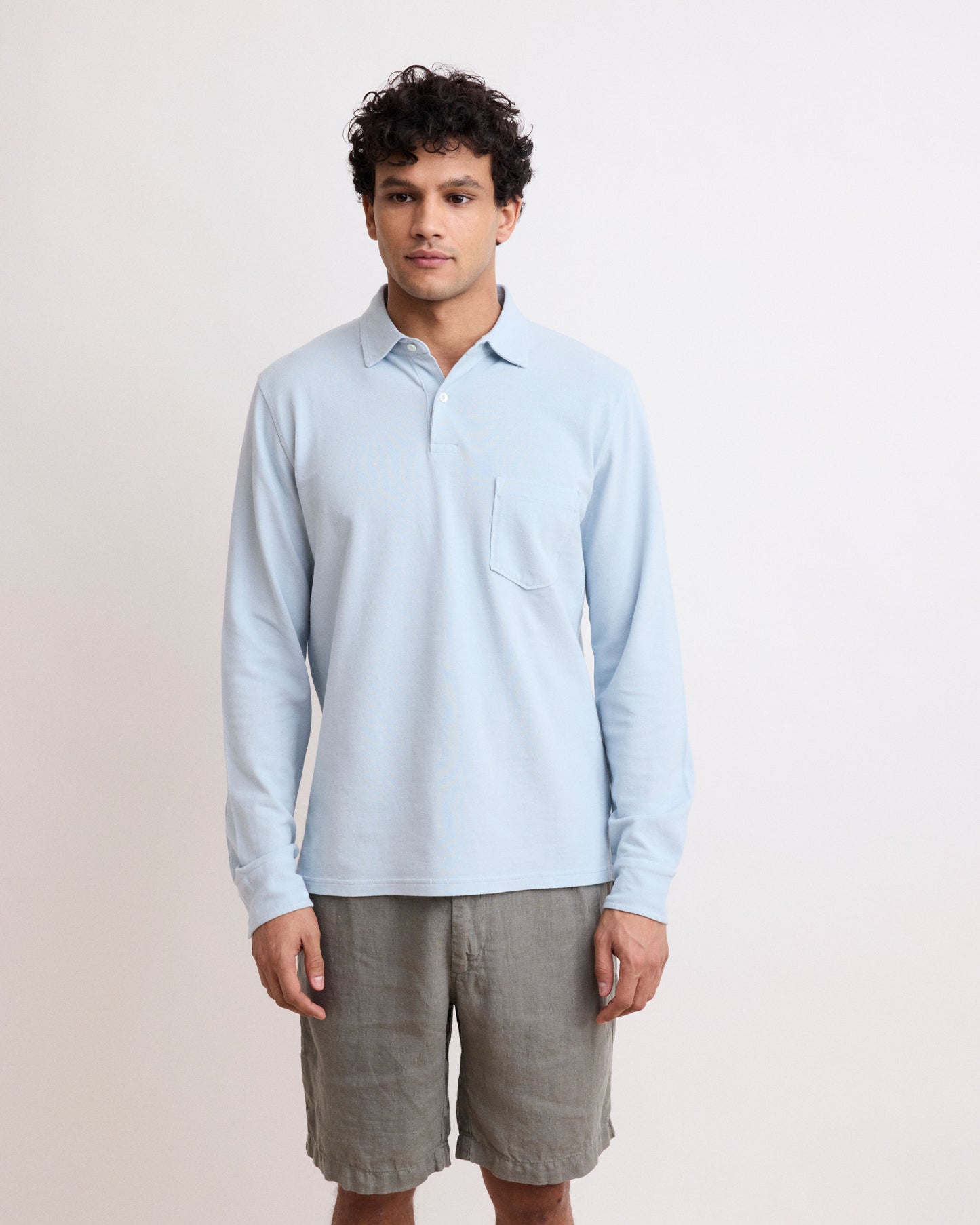 Polo Homme en Piqué de Coton Vert de Gris