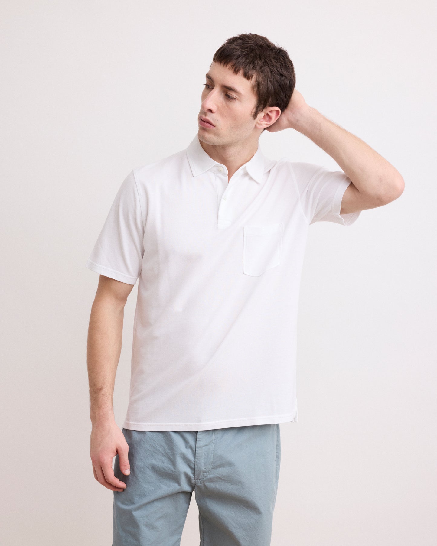 Polo Homme en Piqué de Coton Blanc