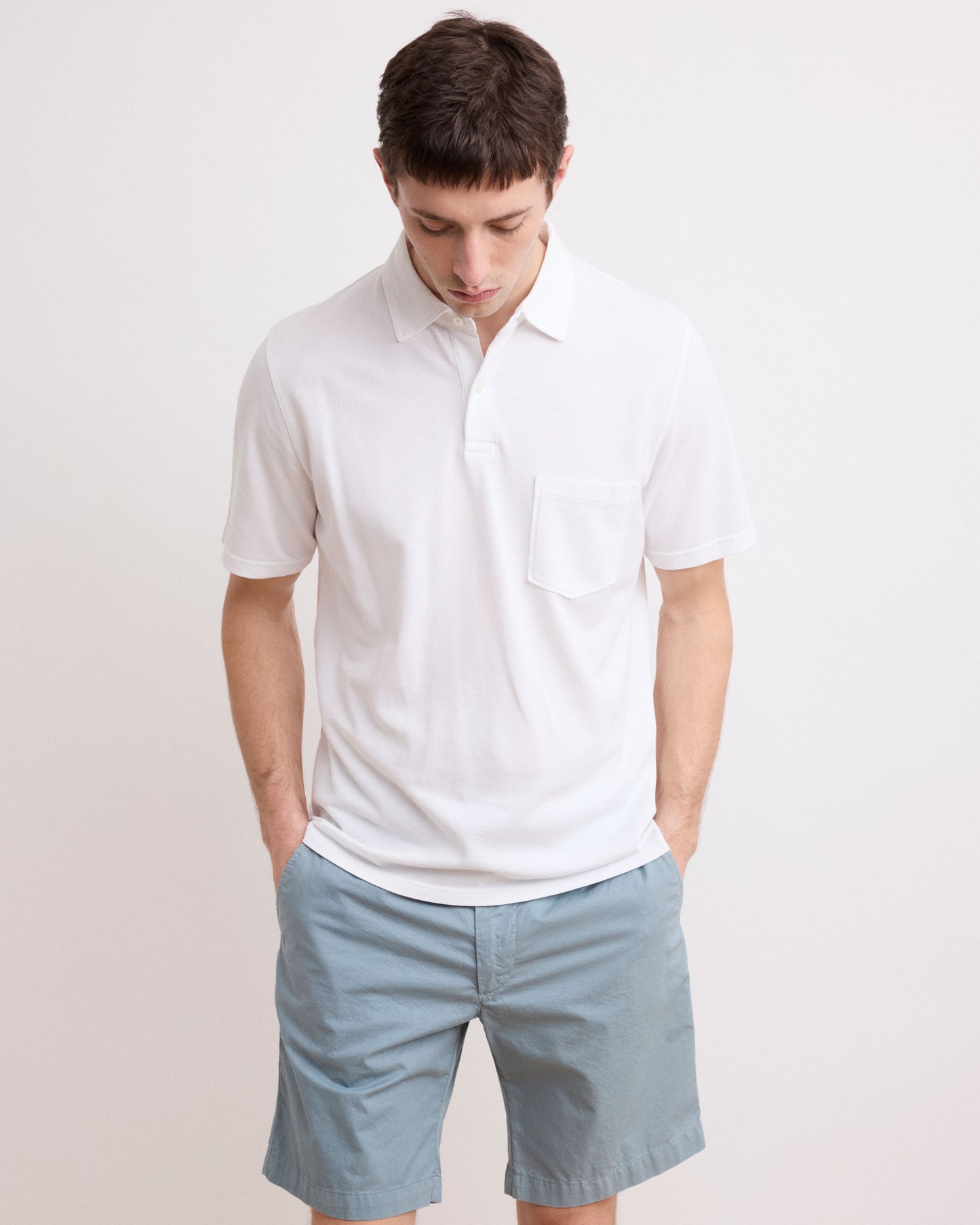 Polo Homme en Piqué de Coton Blanc