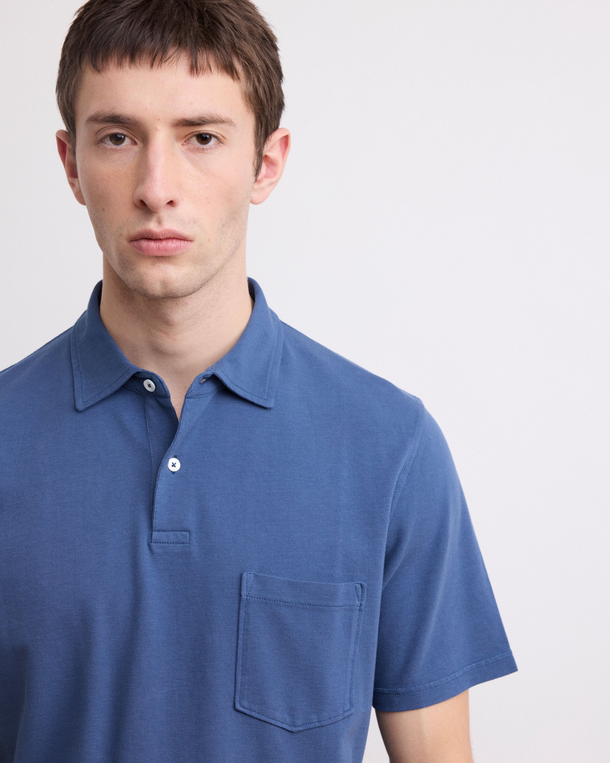 Polo Homme en Piqué de Coton Bleu Cobalt