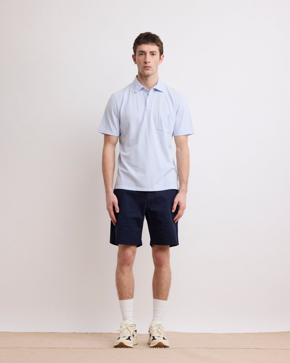 Polo Homme en Piqué de Coton Bleu Ciel - Image alternative