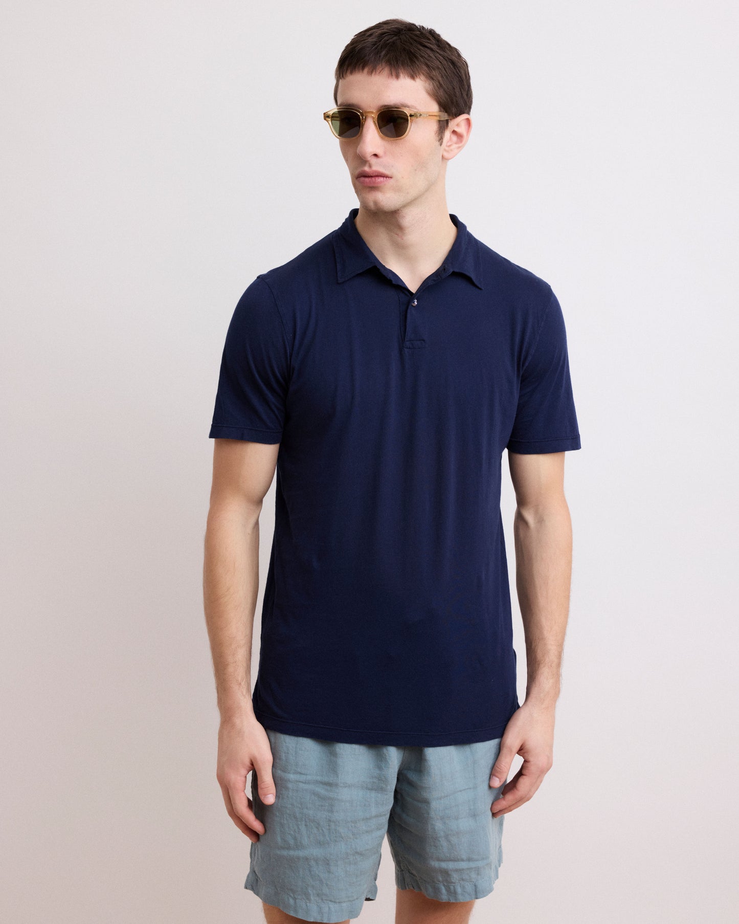 Polo Homme en Jersey De Coton Léger Bleu Marine Light Polo