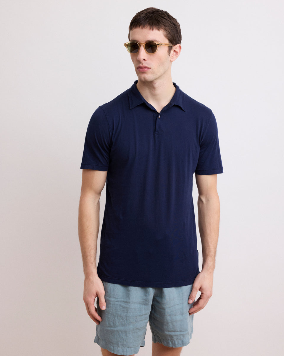 Polo Homme en Jersey De Coton Léger Bleu Marine Light Polo - Image principale