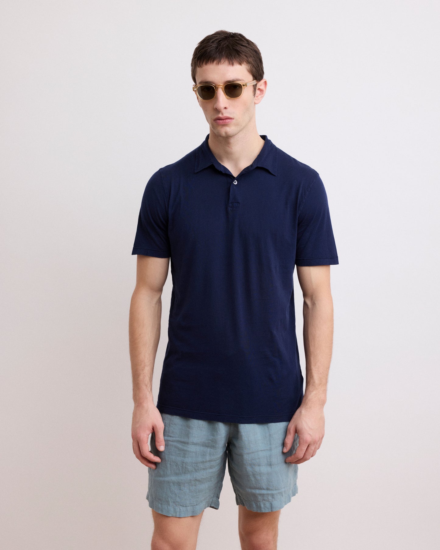 Polo Homme en Jersey De Coton Léger Bleu Marine Light Polo