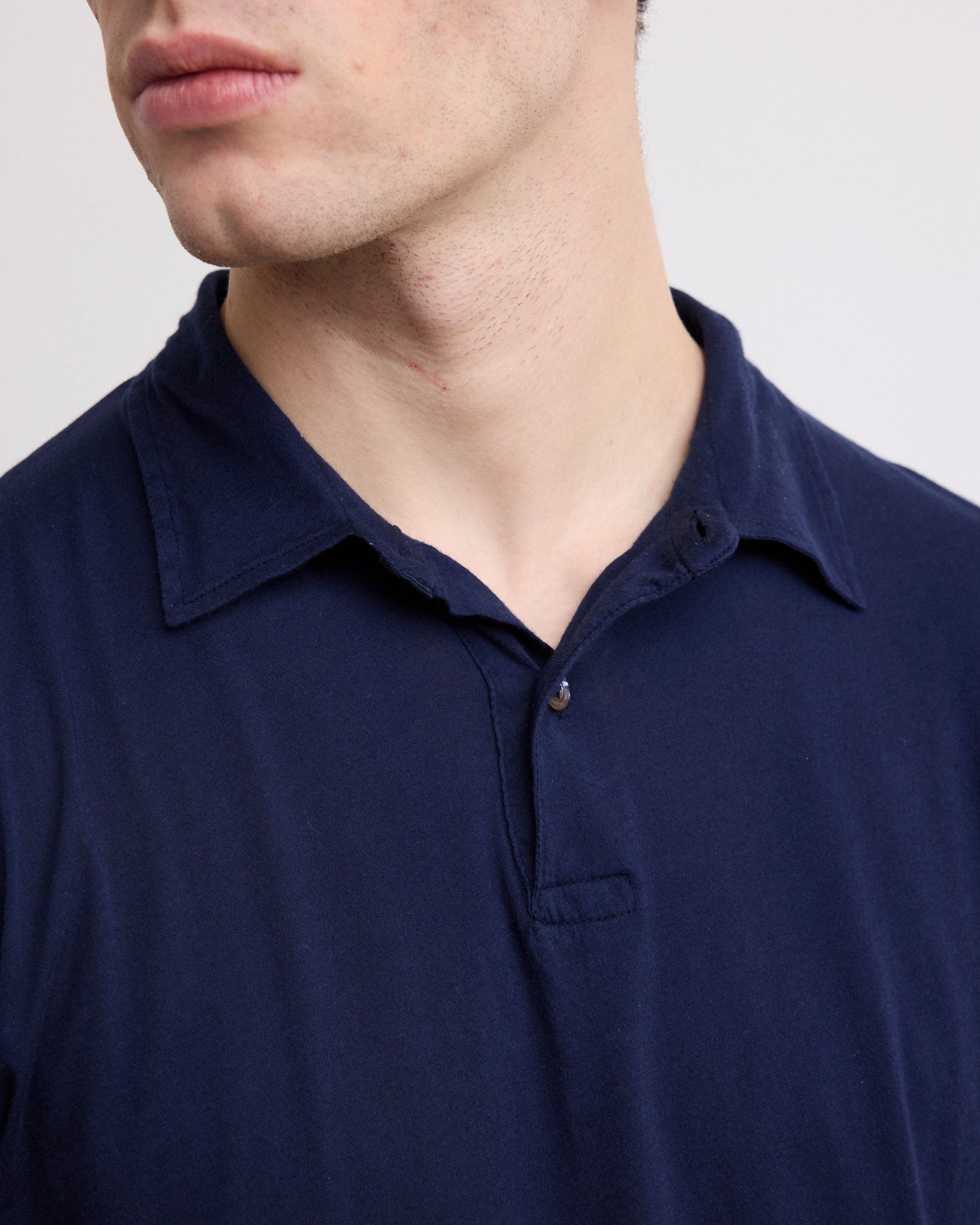 Polo Homme en Jersey De Coton Léger Bleu Marine Light Polo