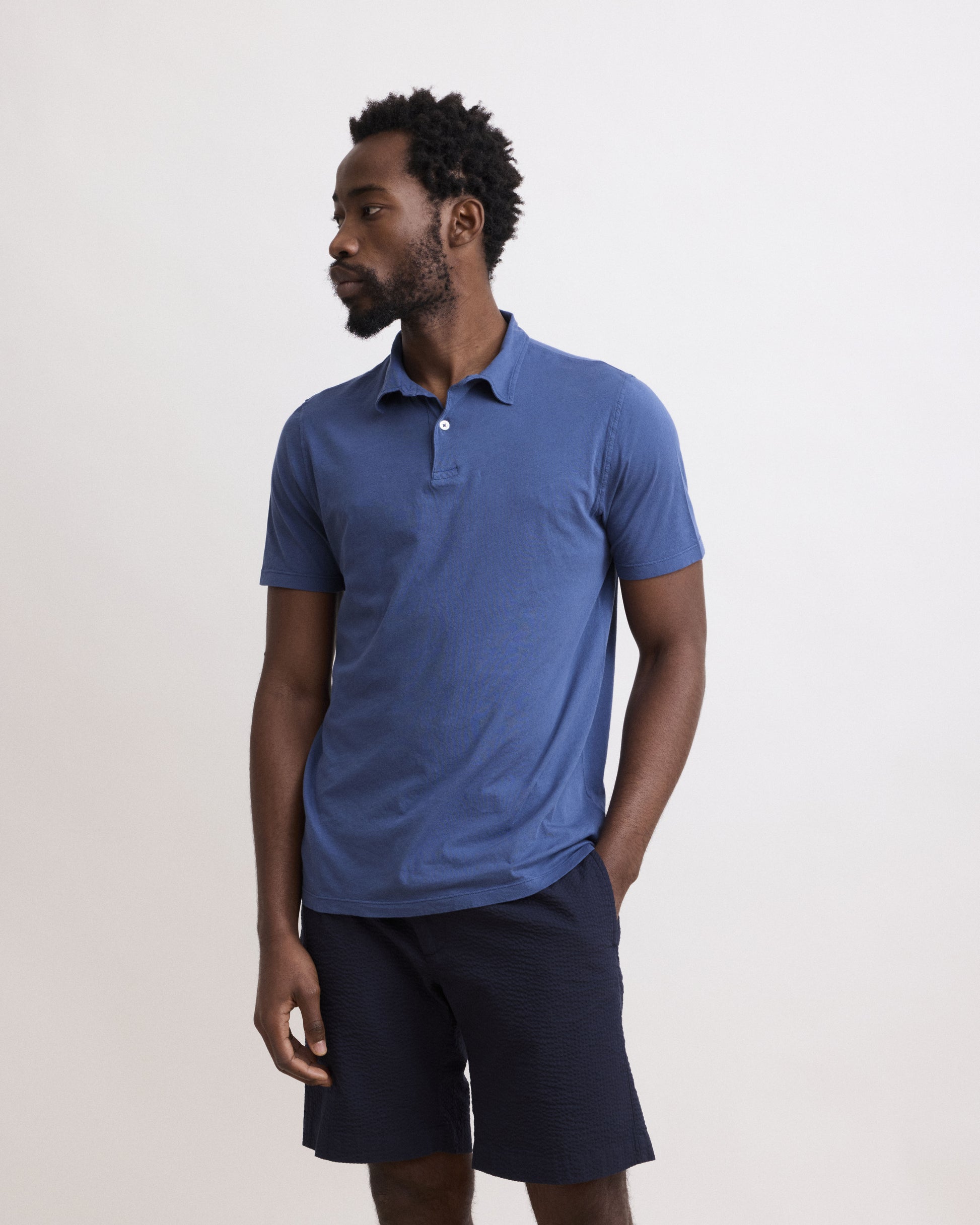 Polo Homme en Jersey De Coton Léger Bleu Cobalt Light Polo