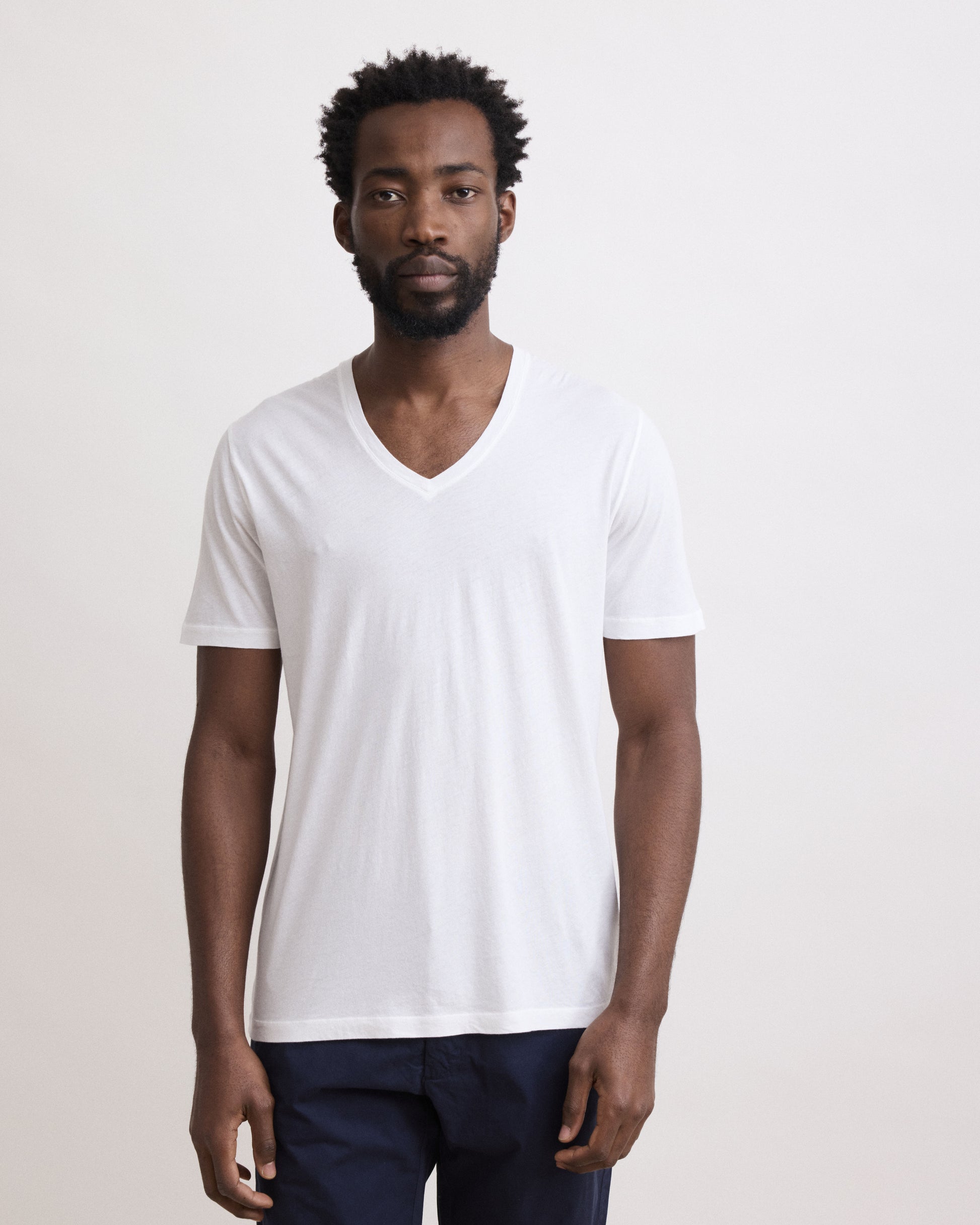 Tee Shirt Homme en Jersey De Coton Léger Blanc Light Vee