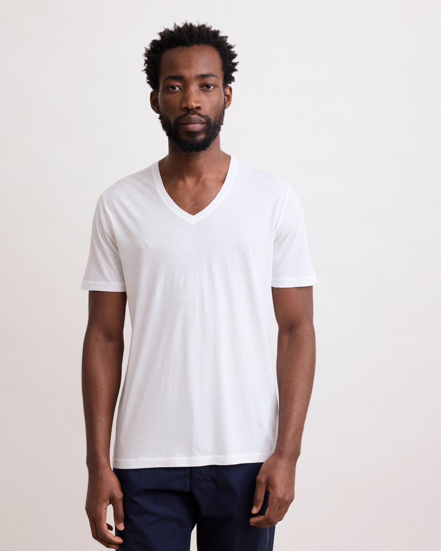 T-Shirt Homme en Jersey De Coton Léger Blanc Light Vee