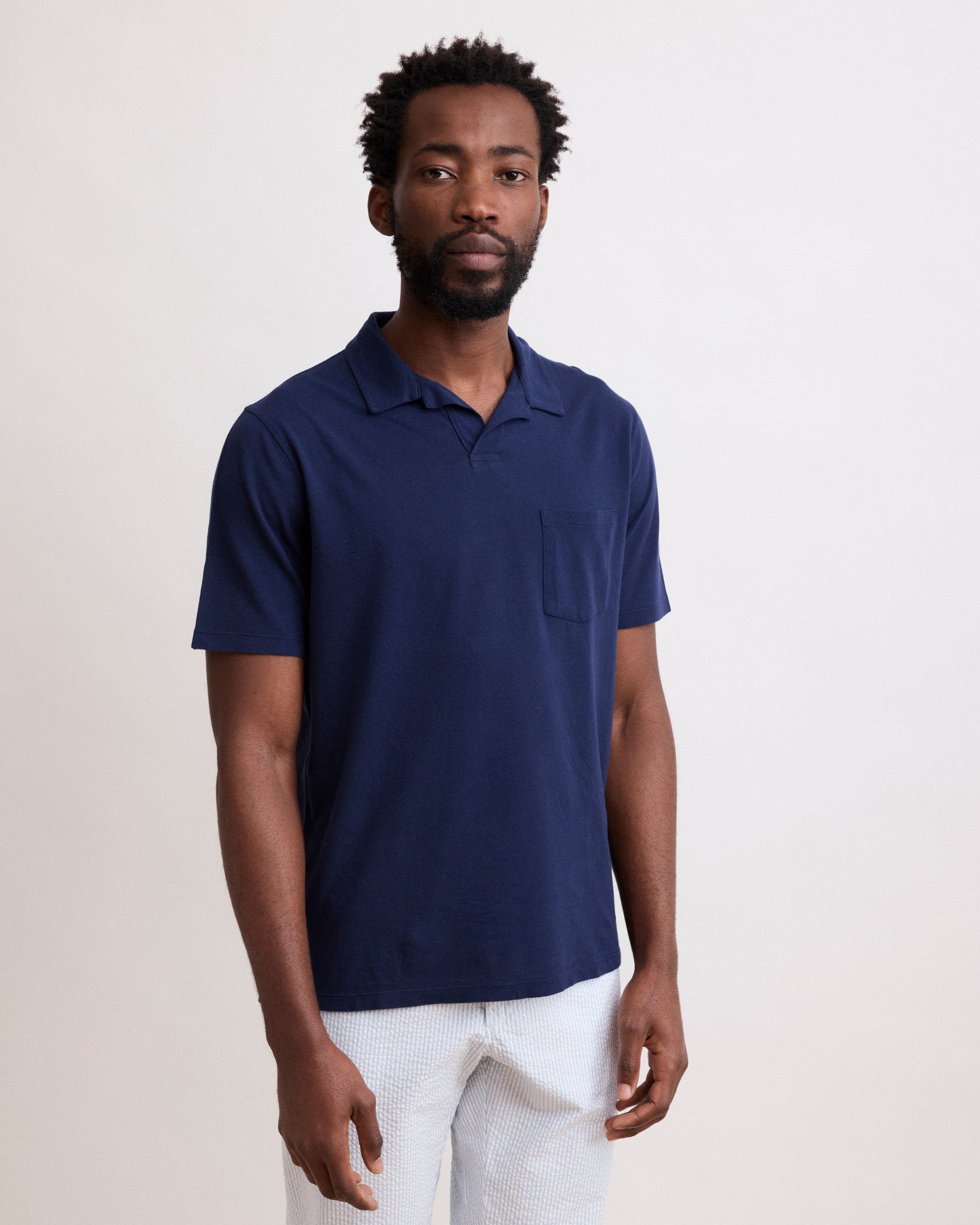 Polo Homme en Coton Piqué Bleu Marine