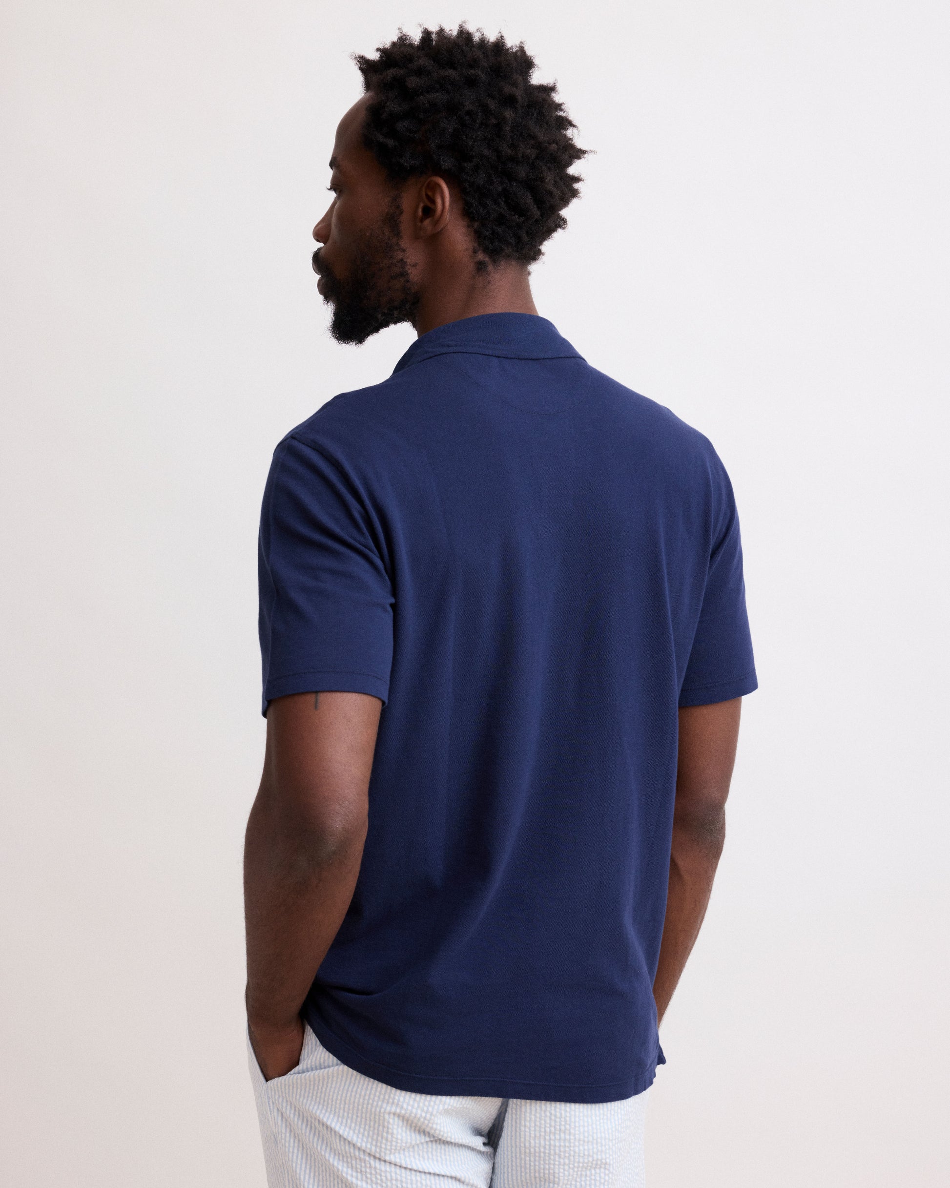 Polo Homme en Coton Piqué Bleu Marine