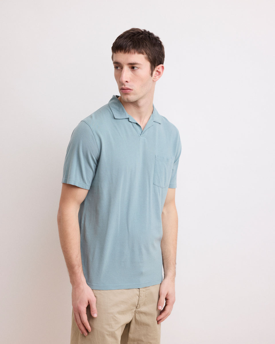 Polo Homme en Coton Piqué Vert Celadon - Image principale