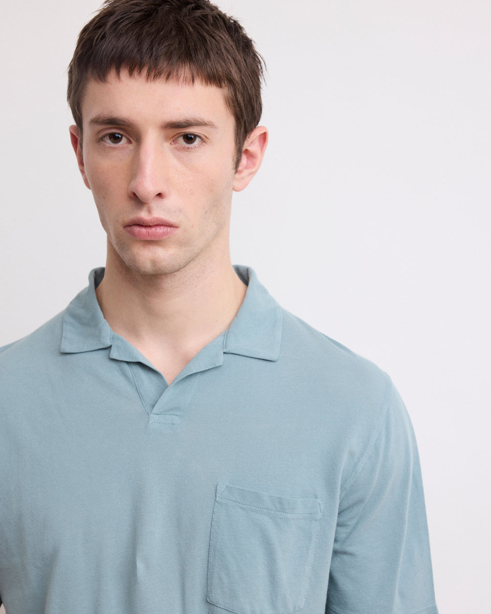 Polo Homme en Coton Piqué Vert Celadon - Image alternative