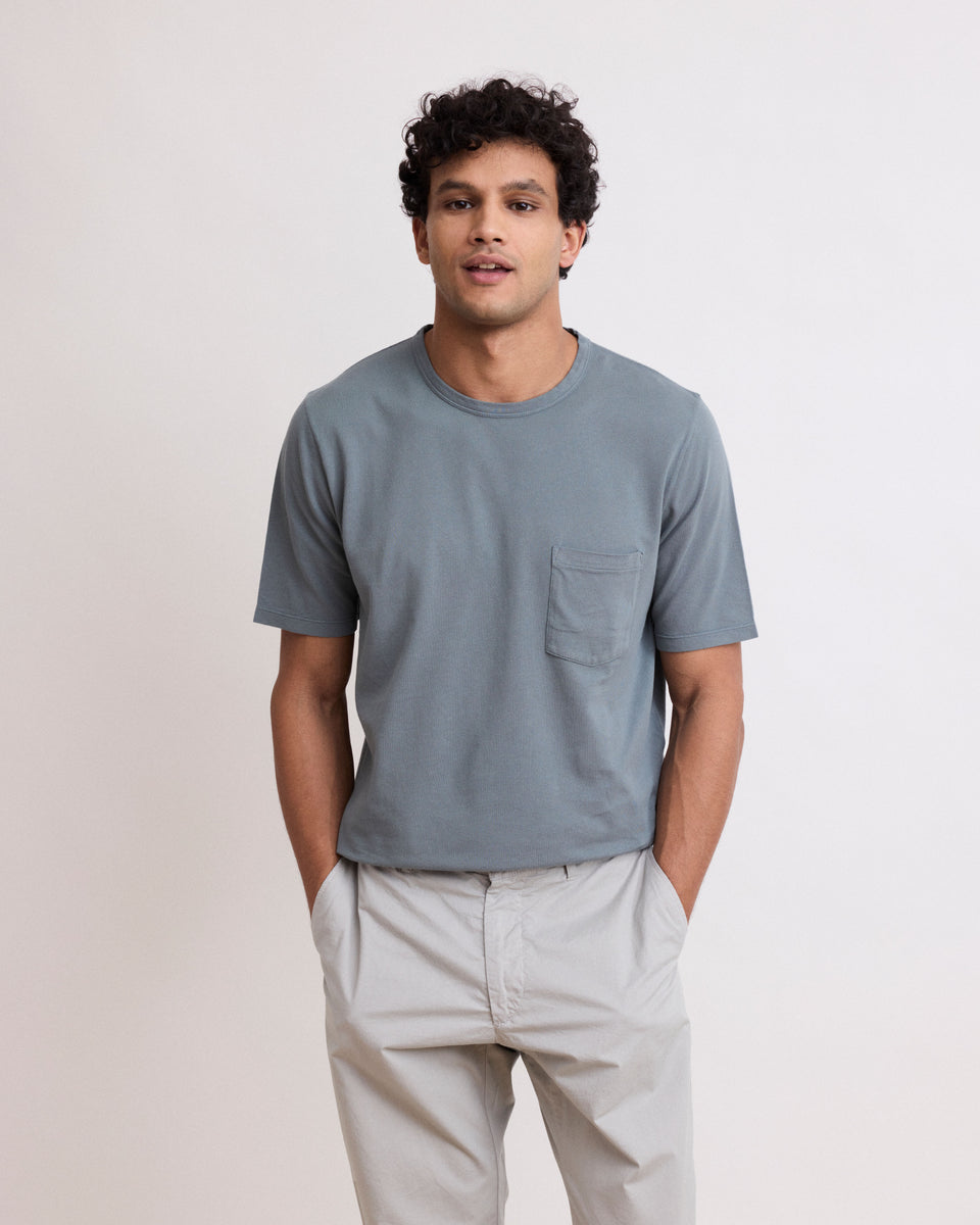 Men's Olive Green Piqué Cotton T-shirt - Image principale