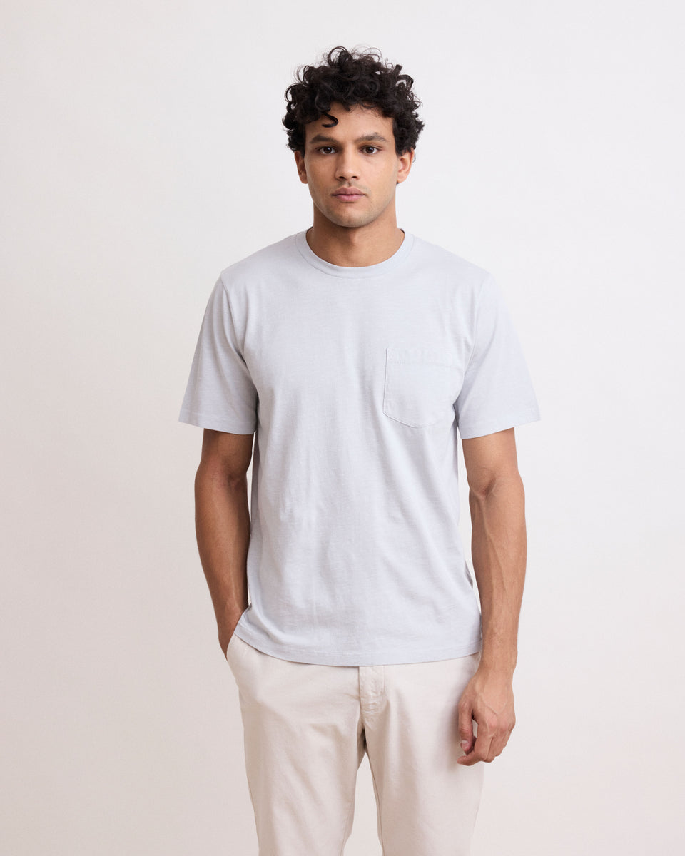 Tee Shirt Homme en Coton Slub Gris Pocket - Image principale