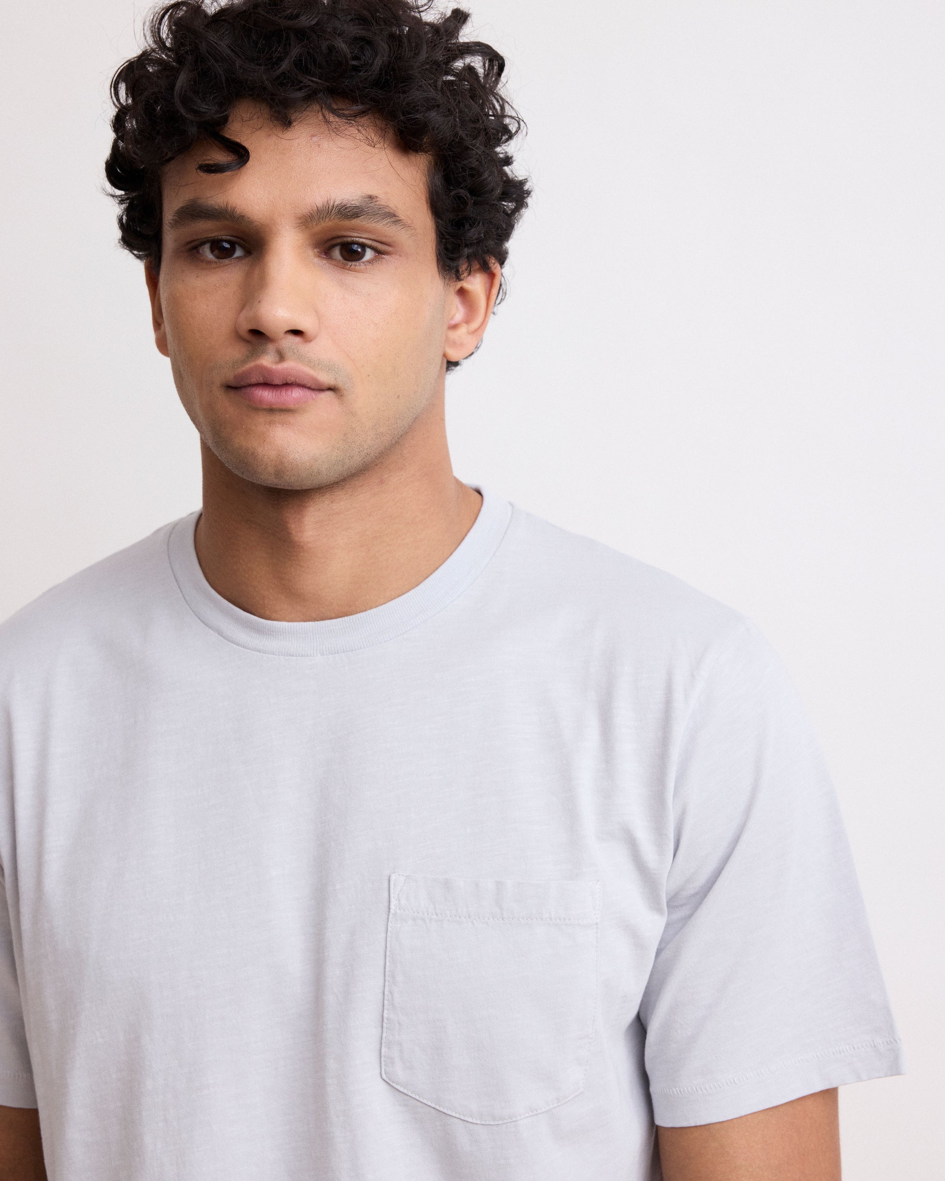 Tee Shirt Homme en Coton Slub Gris Pocket