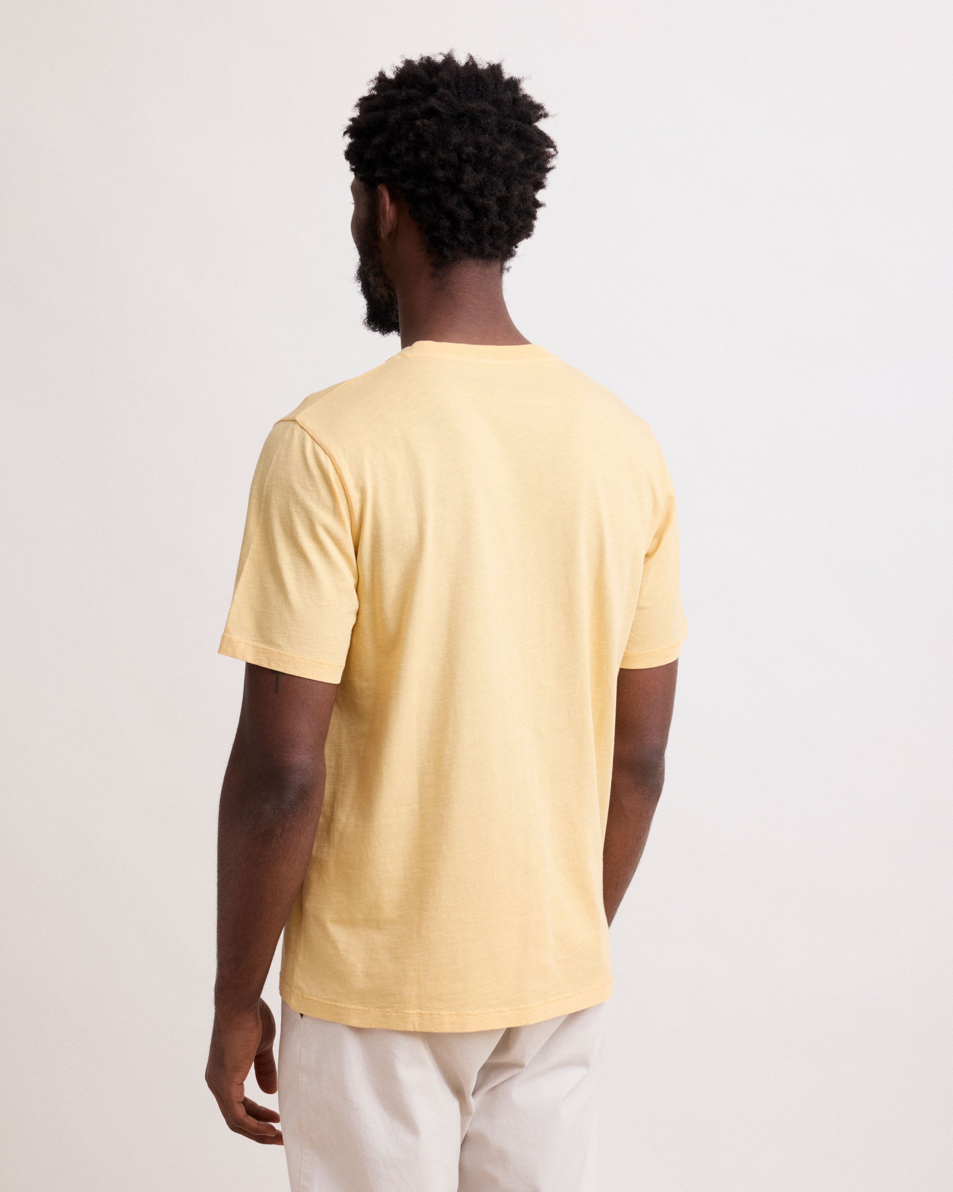 Tee Shirt Homme en Coton Slub Jaune Pocket